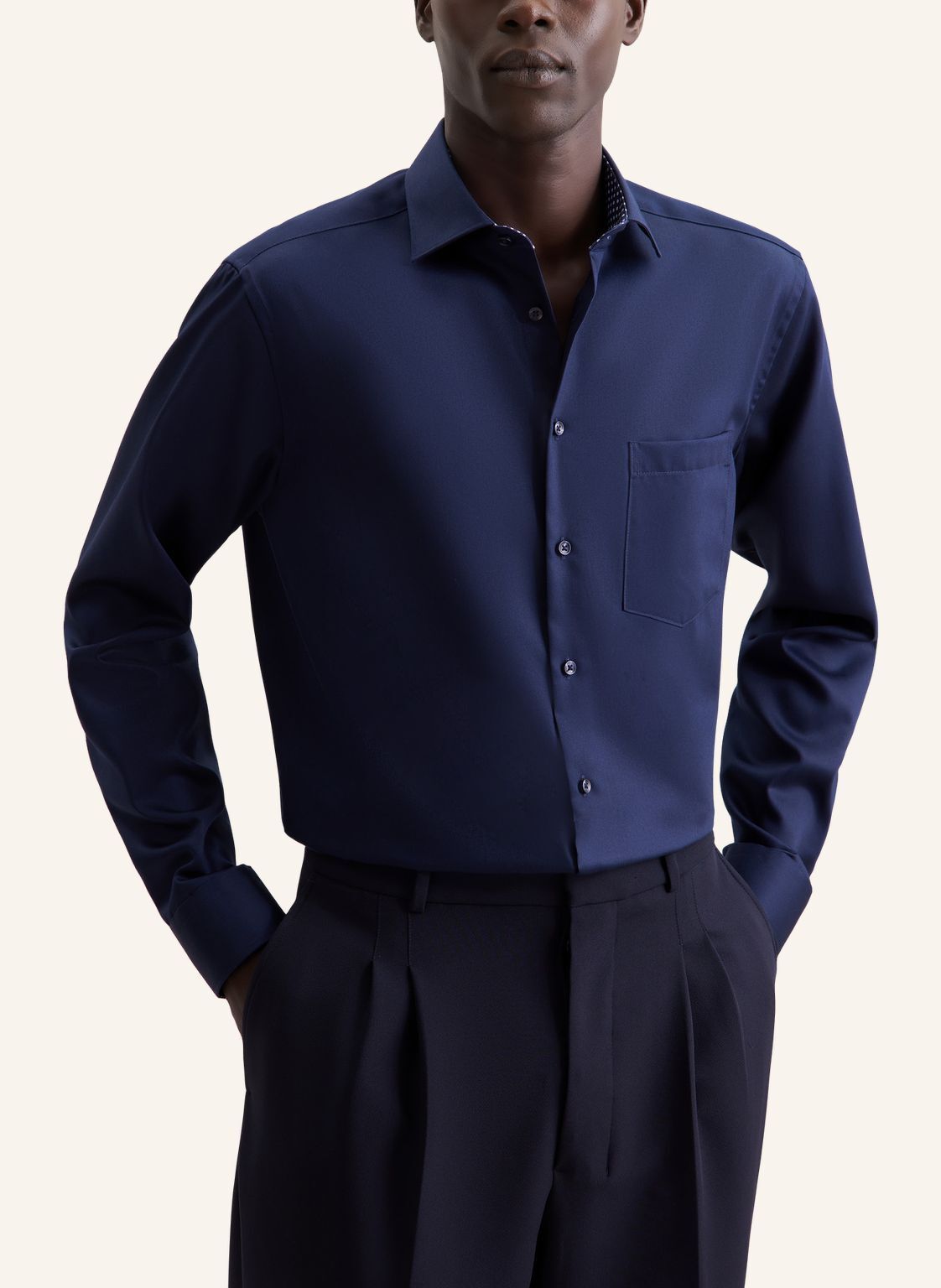 Seidensticker regular fit overhemd, popeline, blauw