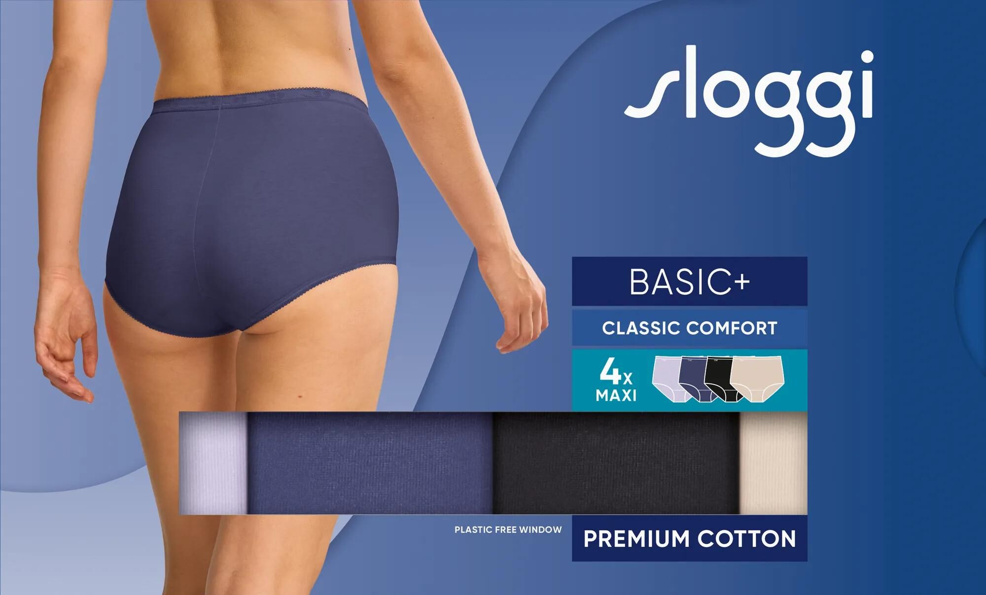 Sloggi Women Basic+ Maxi (4-pack), dames slip, lila, paars, zwart en offwhite
