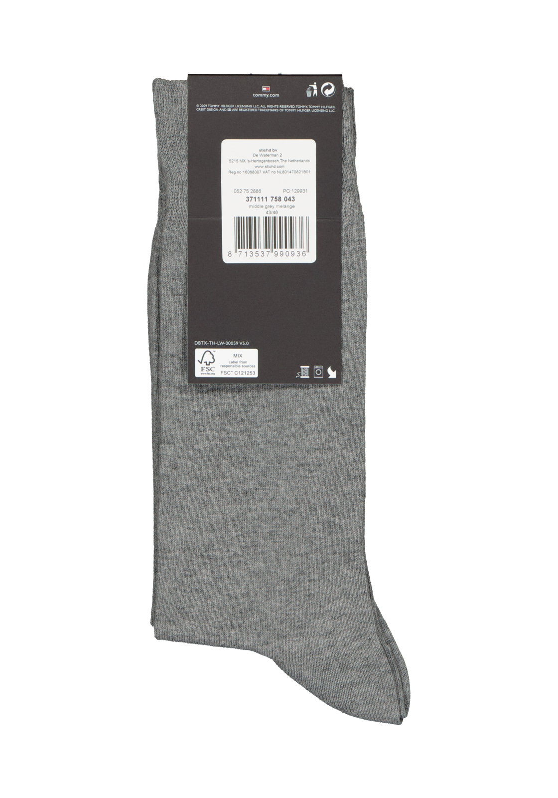 4-8713537990936_sokken_Tommy_Hilfiger_HR Tommy Hilfiger Classic Socks (2-pack), herensokken katoen, grijs melange