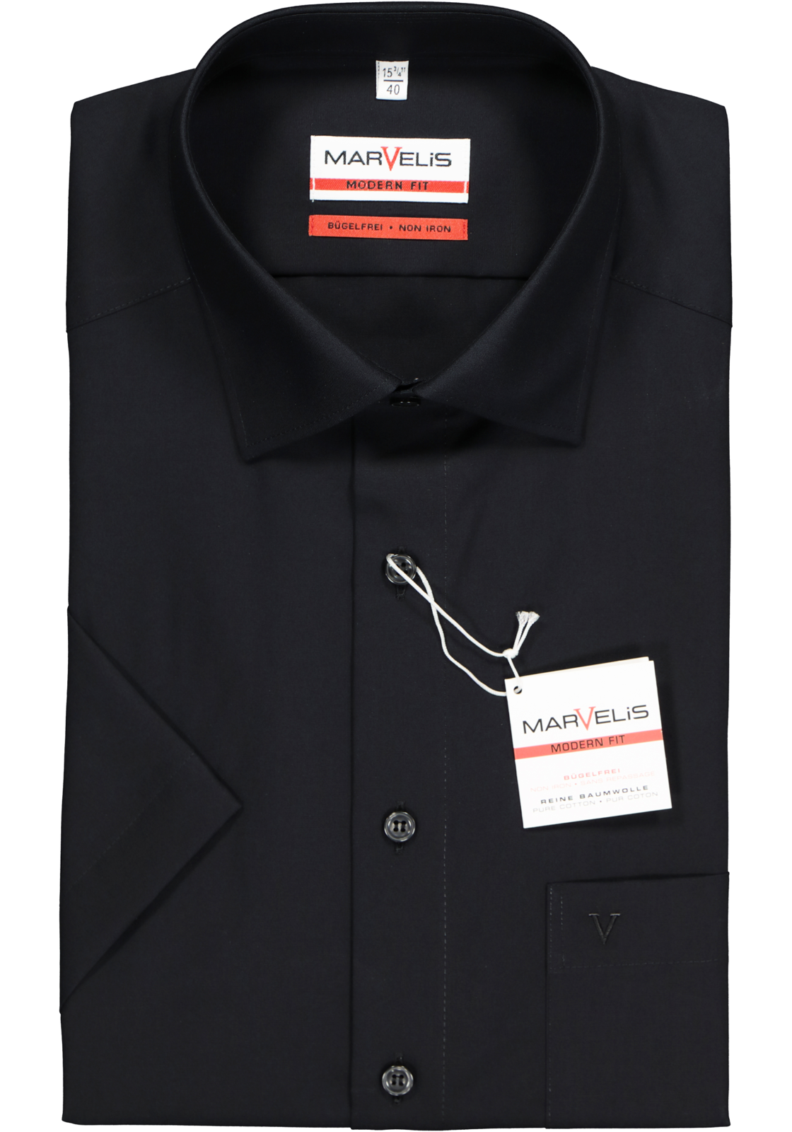 2-4032278120230_marvelis-overhemd_HR MARVELIS modern fit overhemd, korte mouw, zwart