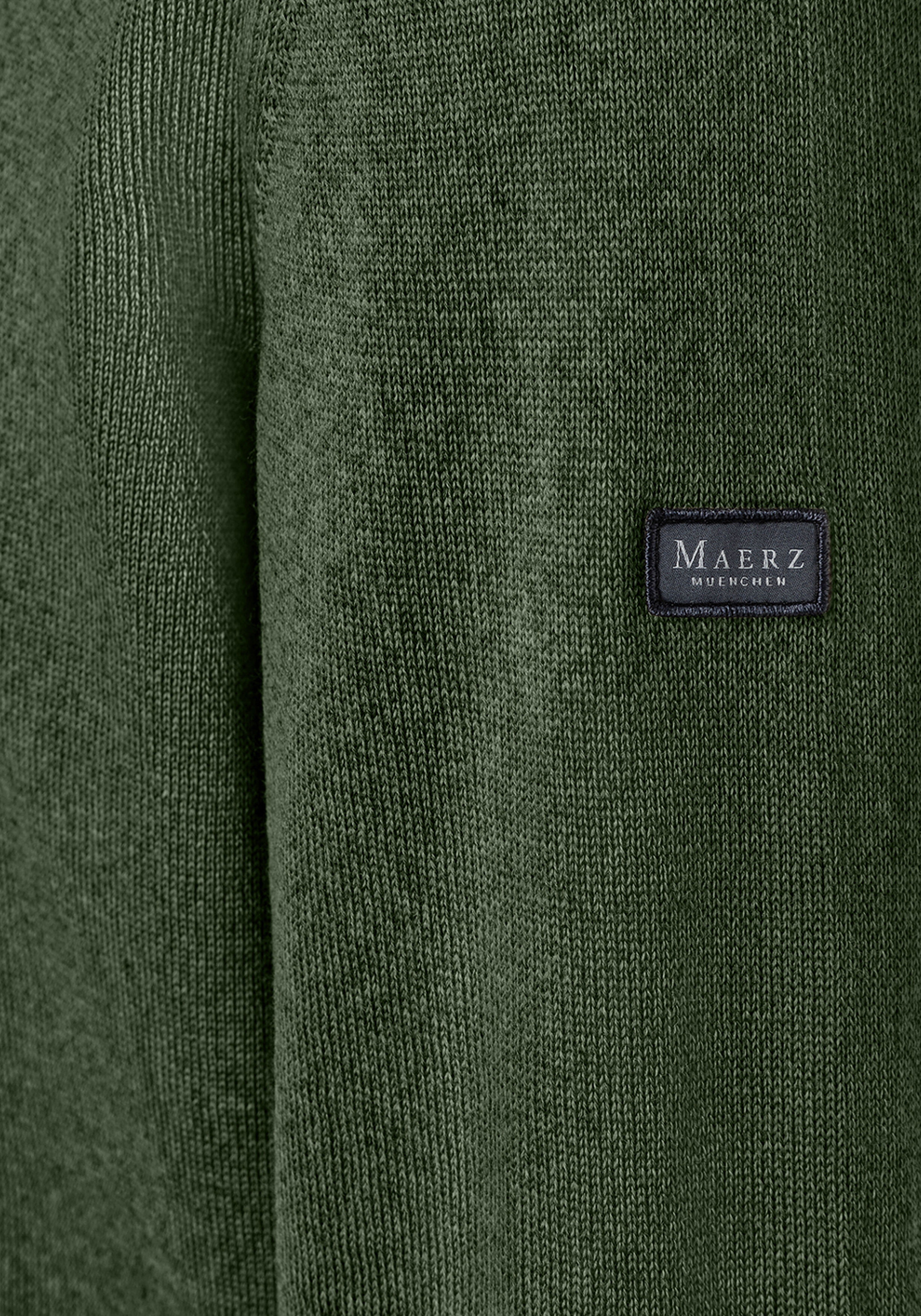 MAERZ Classic Fit heren trui met O-hals wol, groen