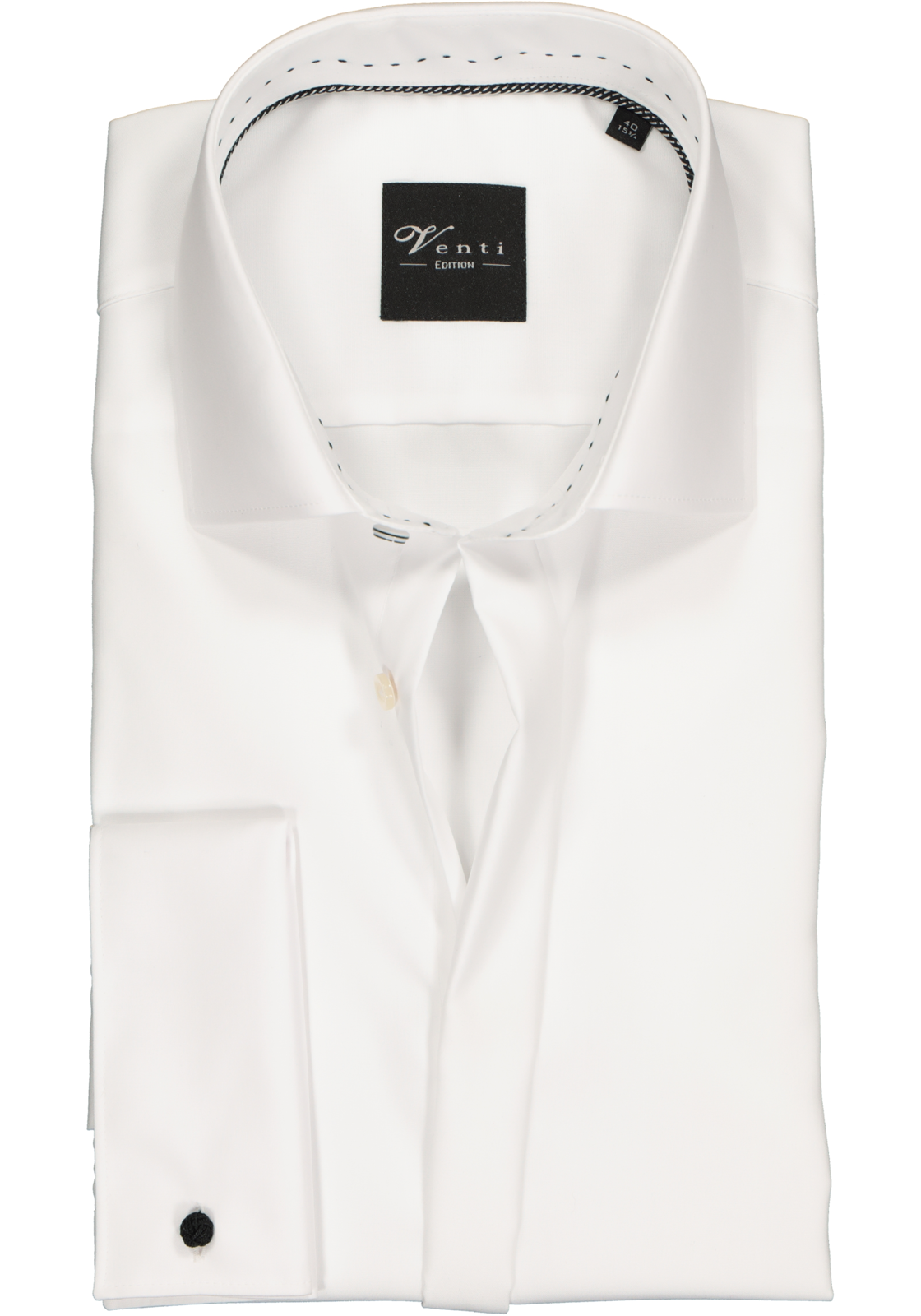 1-4051233949082_venti-overhemd_HR VENTI modern fit smoking overhemd, dubbele manchet en Kent kraag, wit