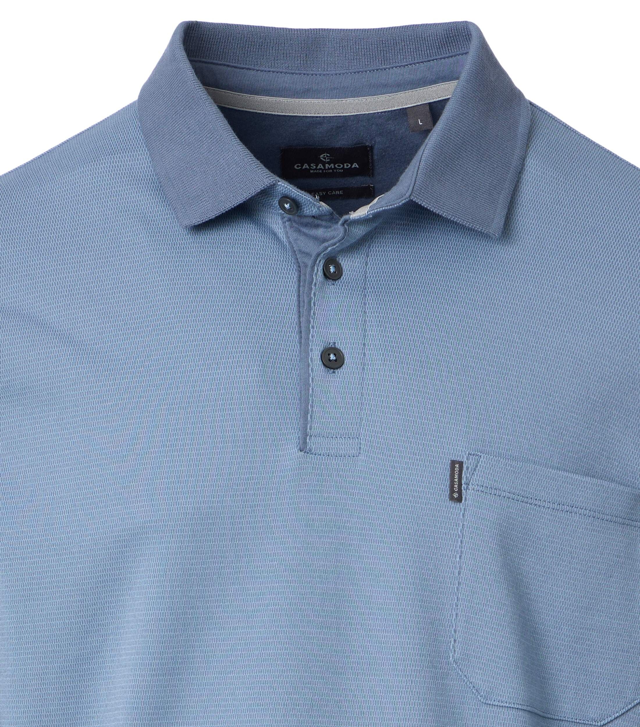 CASA MODA comfort fit heren polo lange mouw, blauw dessin