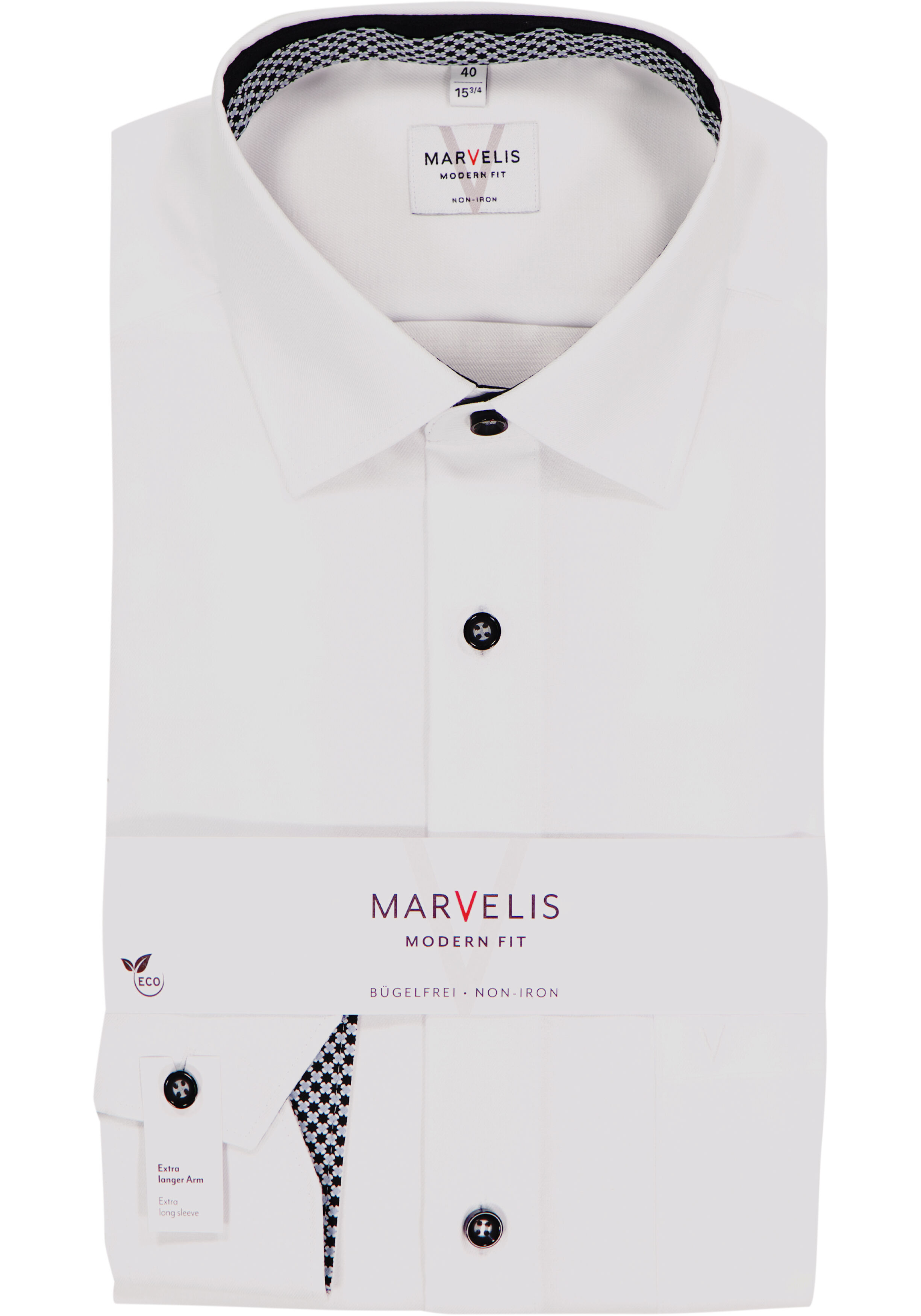 MARVELIS modern fit overhemd, mouwlengte 7, twill, wit