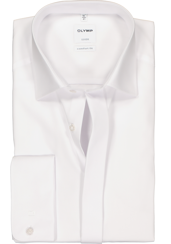 OLYMP Luxor comfort fit overhemd, smoking overhemd, wit, gladde stof met Kent kraag OLYMP Luxor comfort fit overhemd, smoking overhemd, wit, gladde stof met Kent kraag