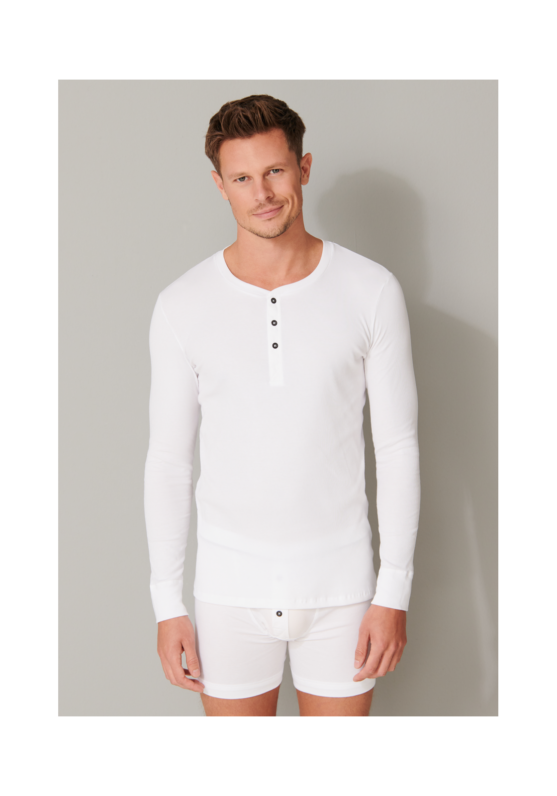 image_3_174019-100_3_1280x1280 SCHIESSER Retro Rib T-shirt (1-pack), heren shirt lange mouwen dubbelrib biologisch katoen knoopsluiting wit