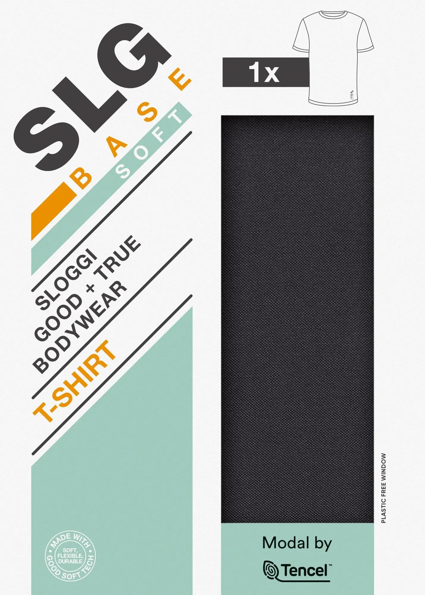 Sloggi Men SLG Base Soft T-Shirts, heren T-shirts met een ronde hals (1-pack), zwart