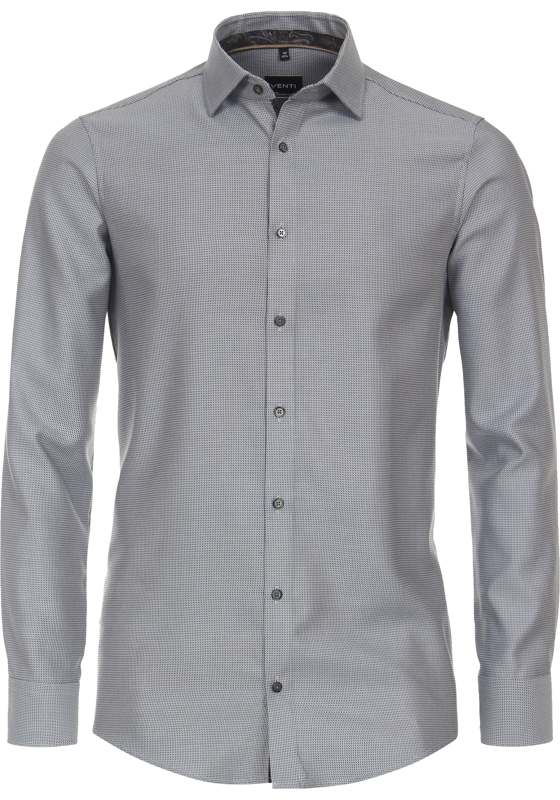 VENTI modern fit overhemd, dobby, bruin met blauw mini dessin VENTI modern fit overhemd, dobby, bruin met blauw mini dessin