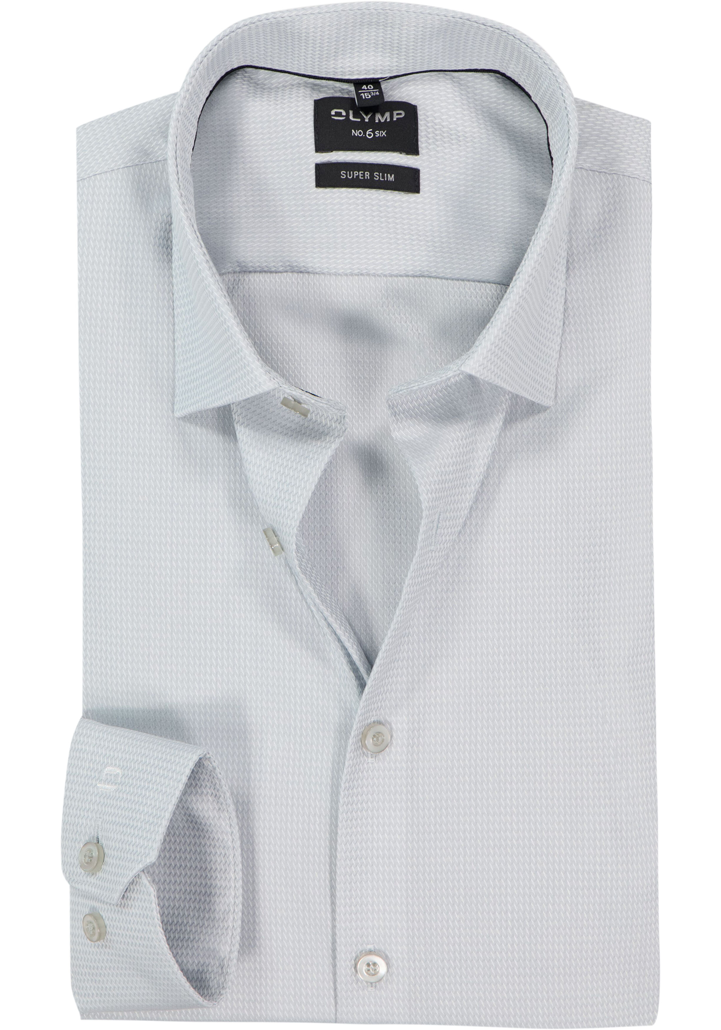 OLYMP No. 6 Six super slim fit overhemd, structuur, zilvergrijs