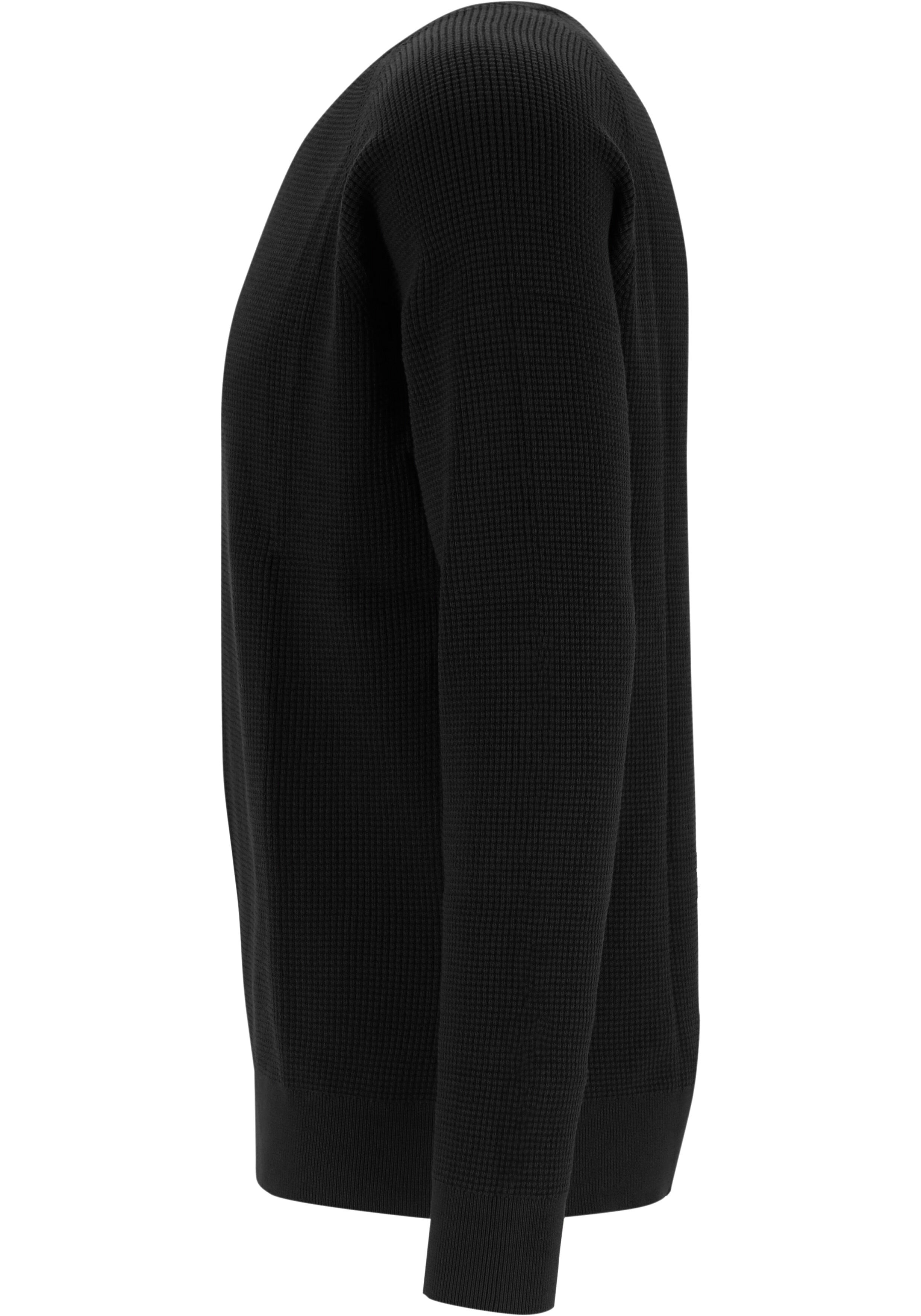 OLYMP Casual modern fit trui structuur, katoenmengsel, O-hals, zwart
