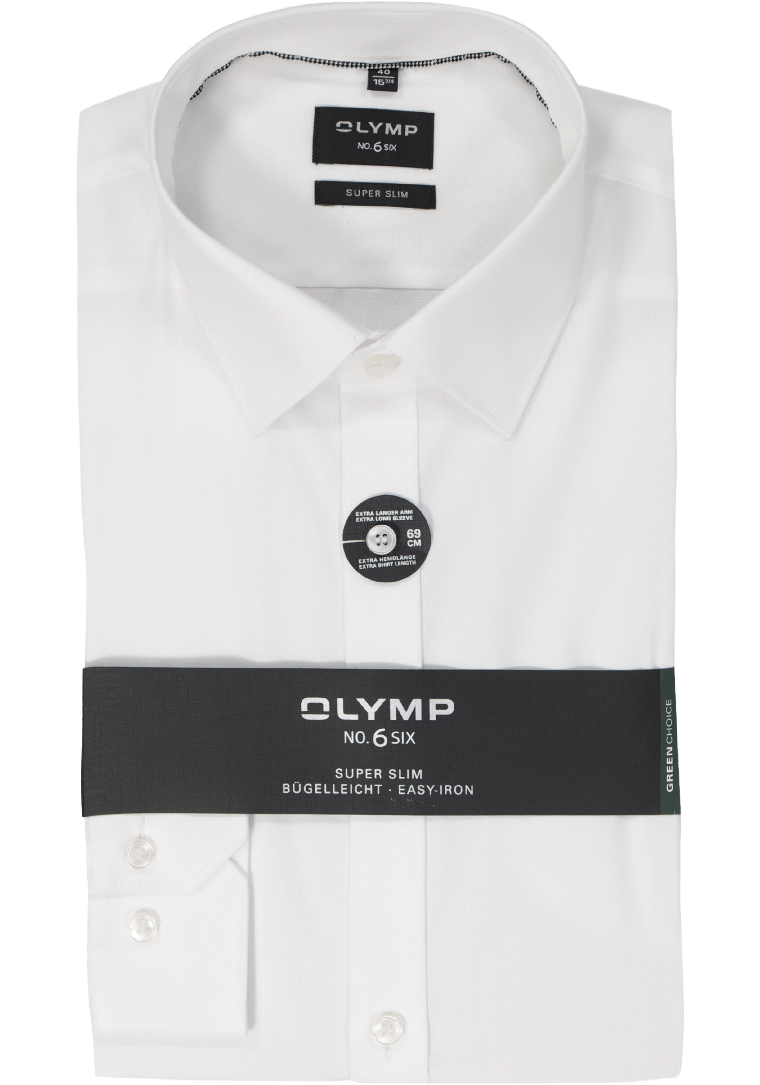 OLYMP No. Six super slim fit overhemd, mouwlengte 7, wit     