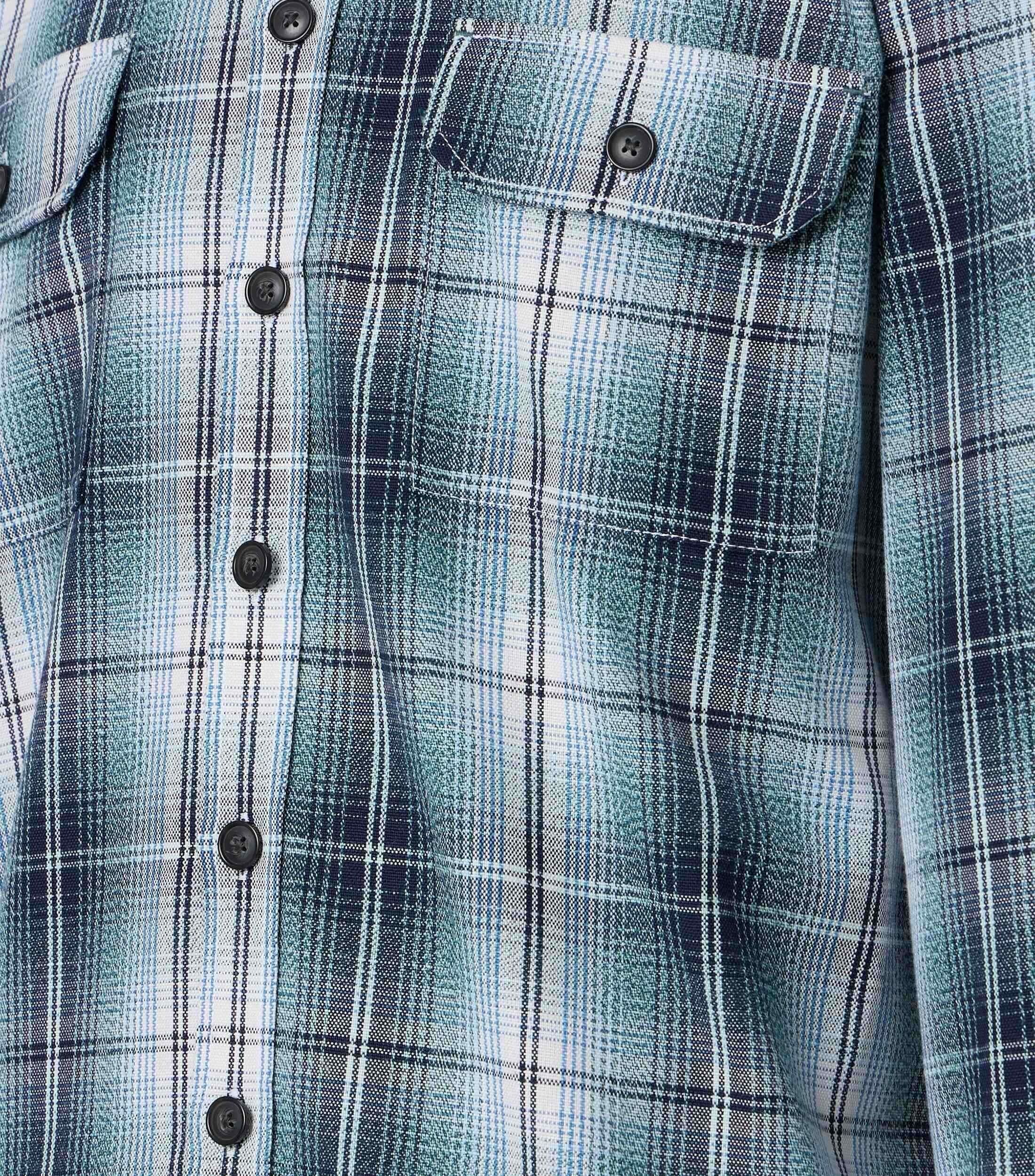 CASA MODA comfort fit overshirt, blauw met turquoise en wit geruit