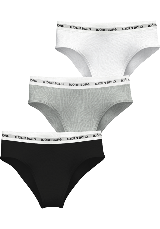 Bjorn Borg dames Logo Highwaist Briefs, slip hoge taille (3-pack), wit, grijs, zwart Bjorn Borg dames Logo Highwaist Briefs, slip hoge taille (3-pack), wit, grijs, zwart