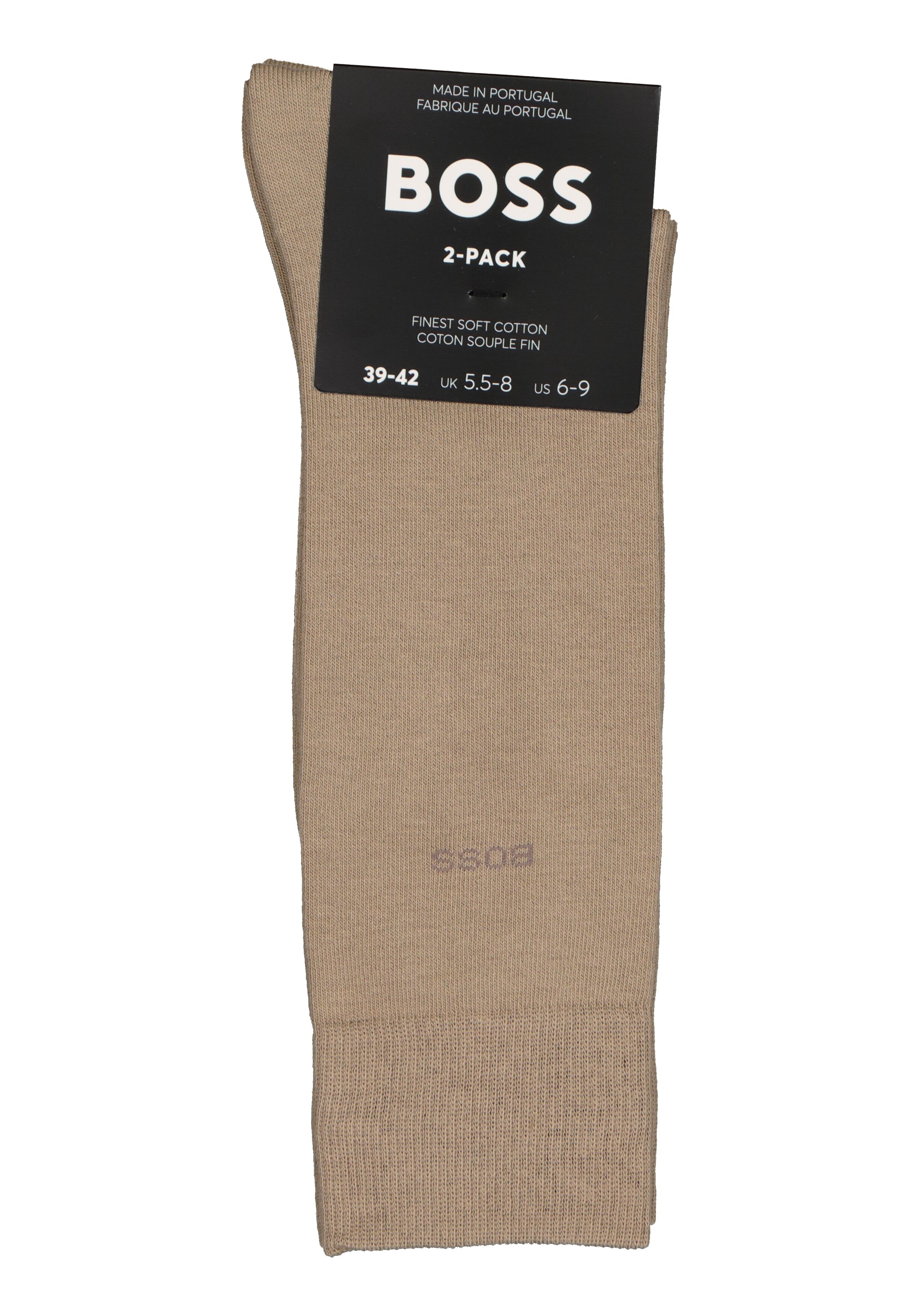 BOSS Cotton Uni (2-pack), herensokken katoen, beige