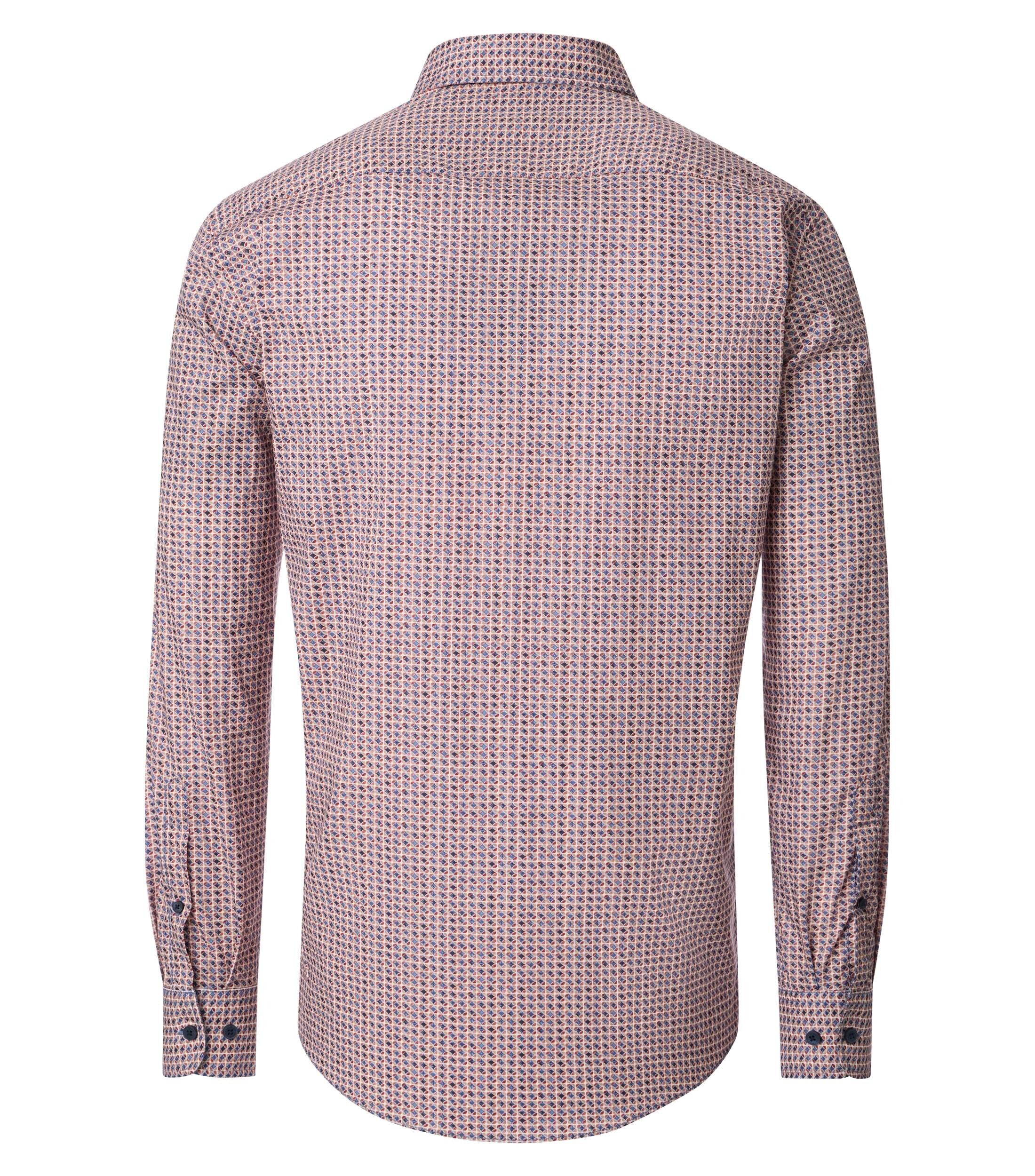 CASA MODA Sport casual fit overhemd, popeline, rood, met blauw en wit dessin