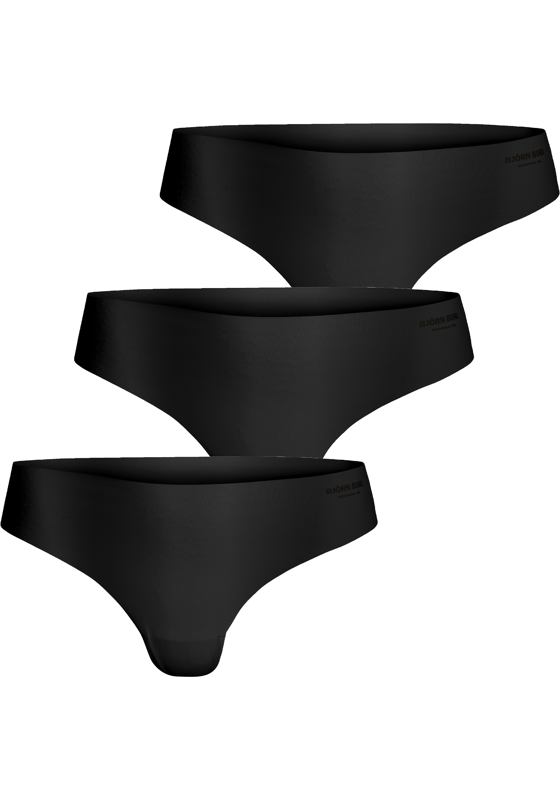 Bjorn Borg dames Invisible thong, string (3-pack), zwart, zwart, zwart Bjorn Borg dames Invisible thong, string (3-pack), zwart, zwart, zwart