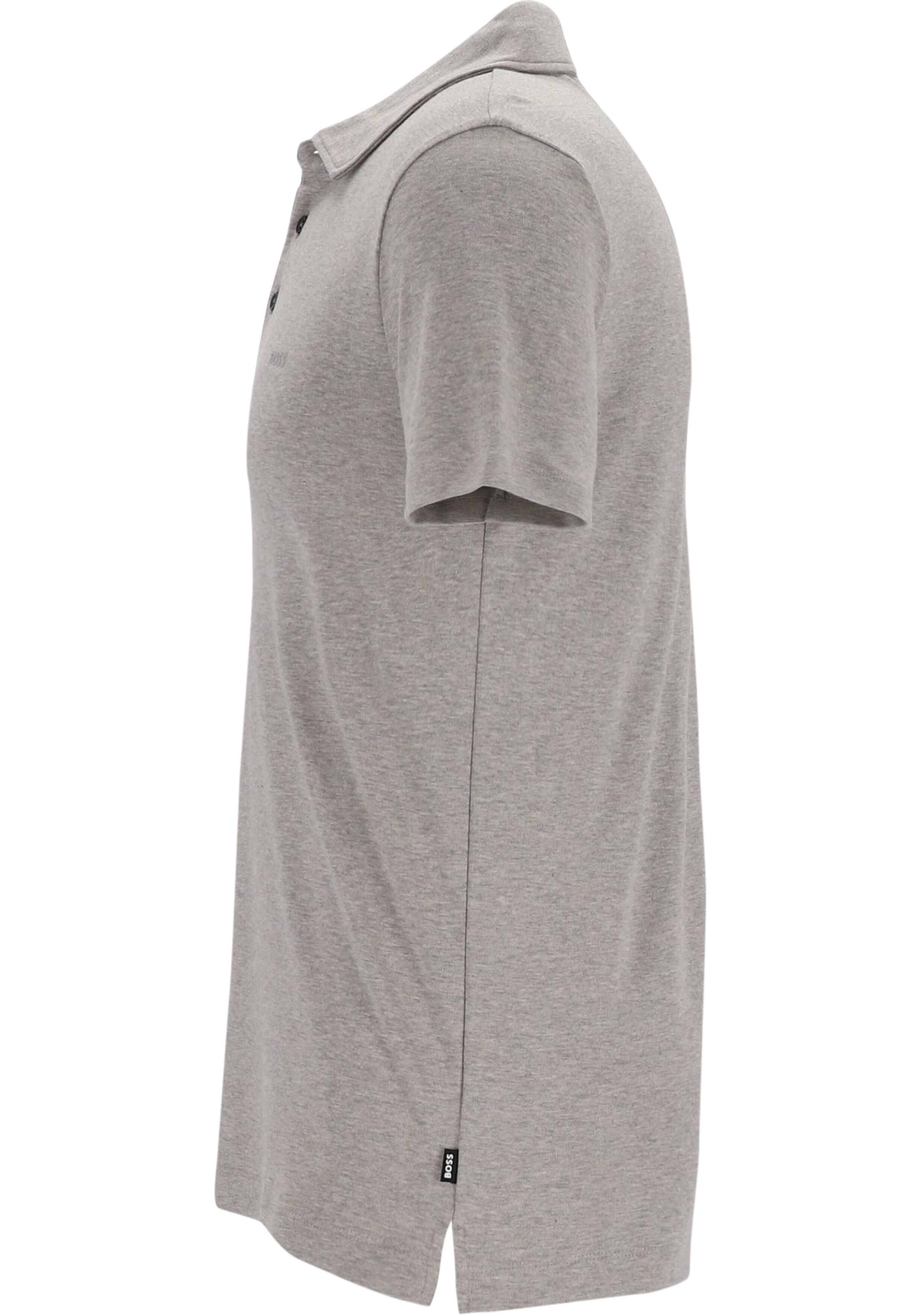 BOSS Palosh slim fit heren polo, pique, zilver