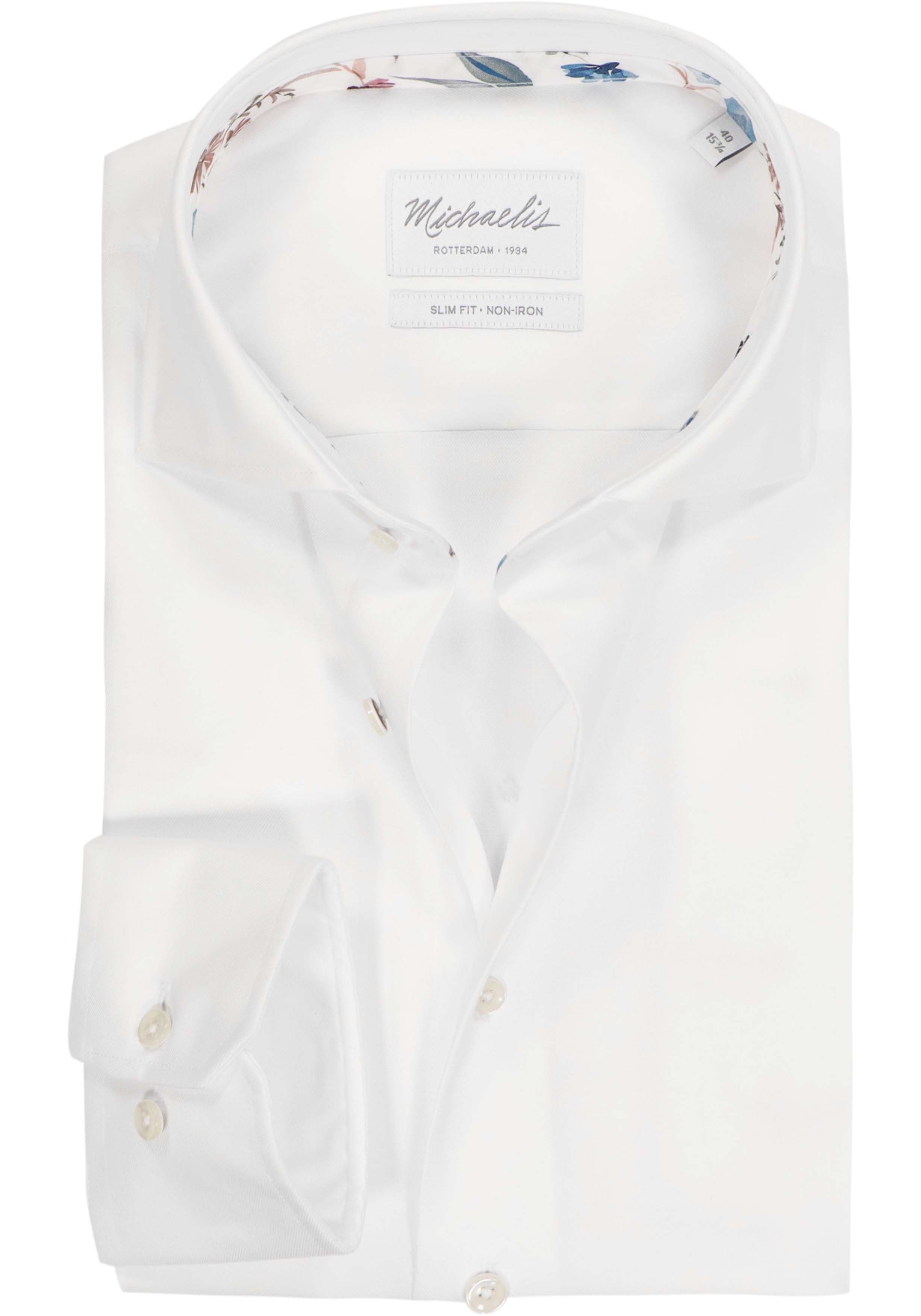 Michaelis slim fit heren overhemd, twill, wit