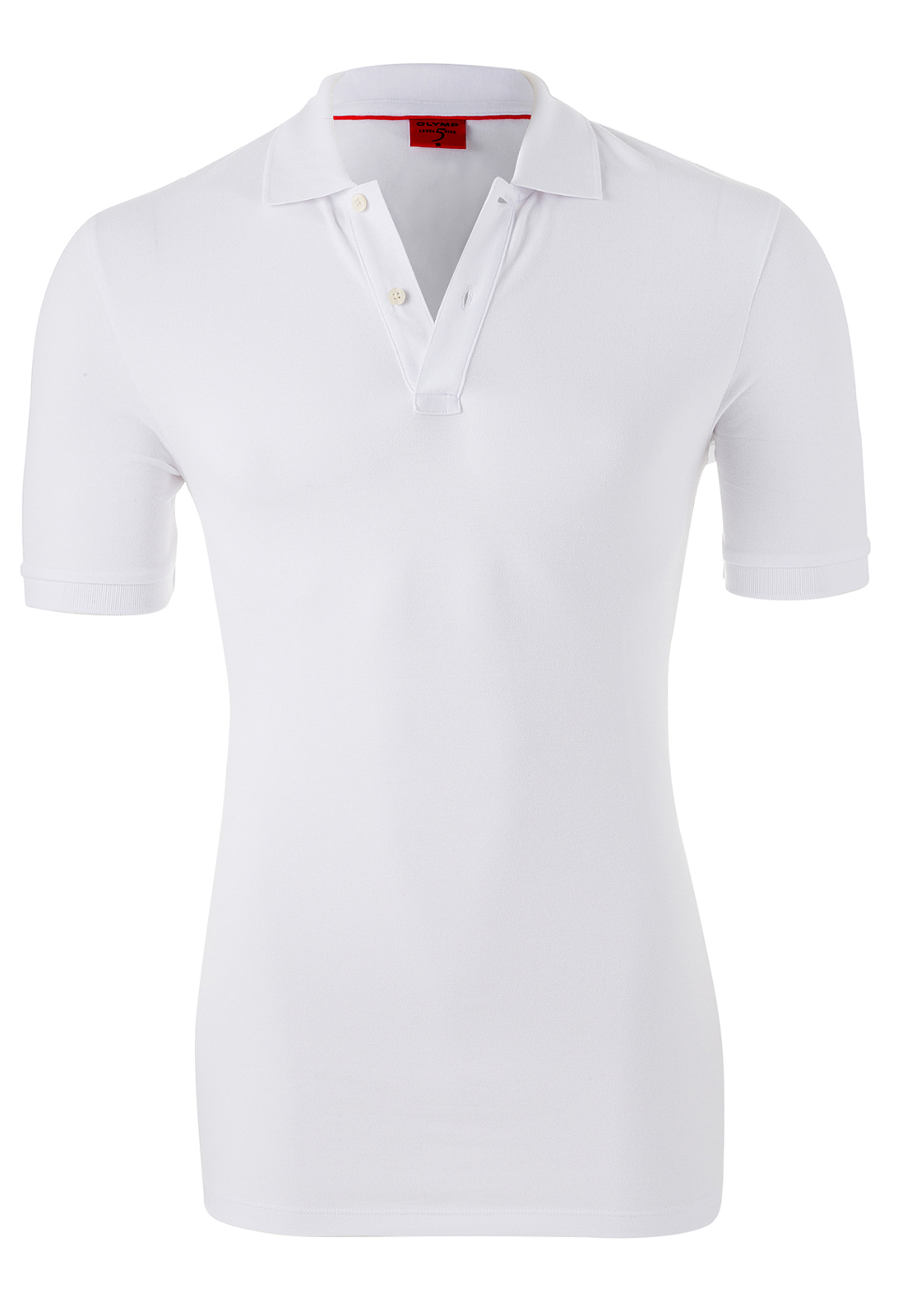Olymp_poloshirt_75001200 OLYMP Level 5 body fit poloshirt, stretch, wit
