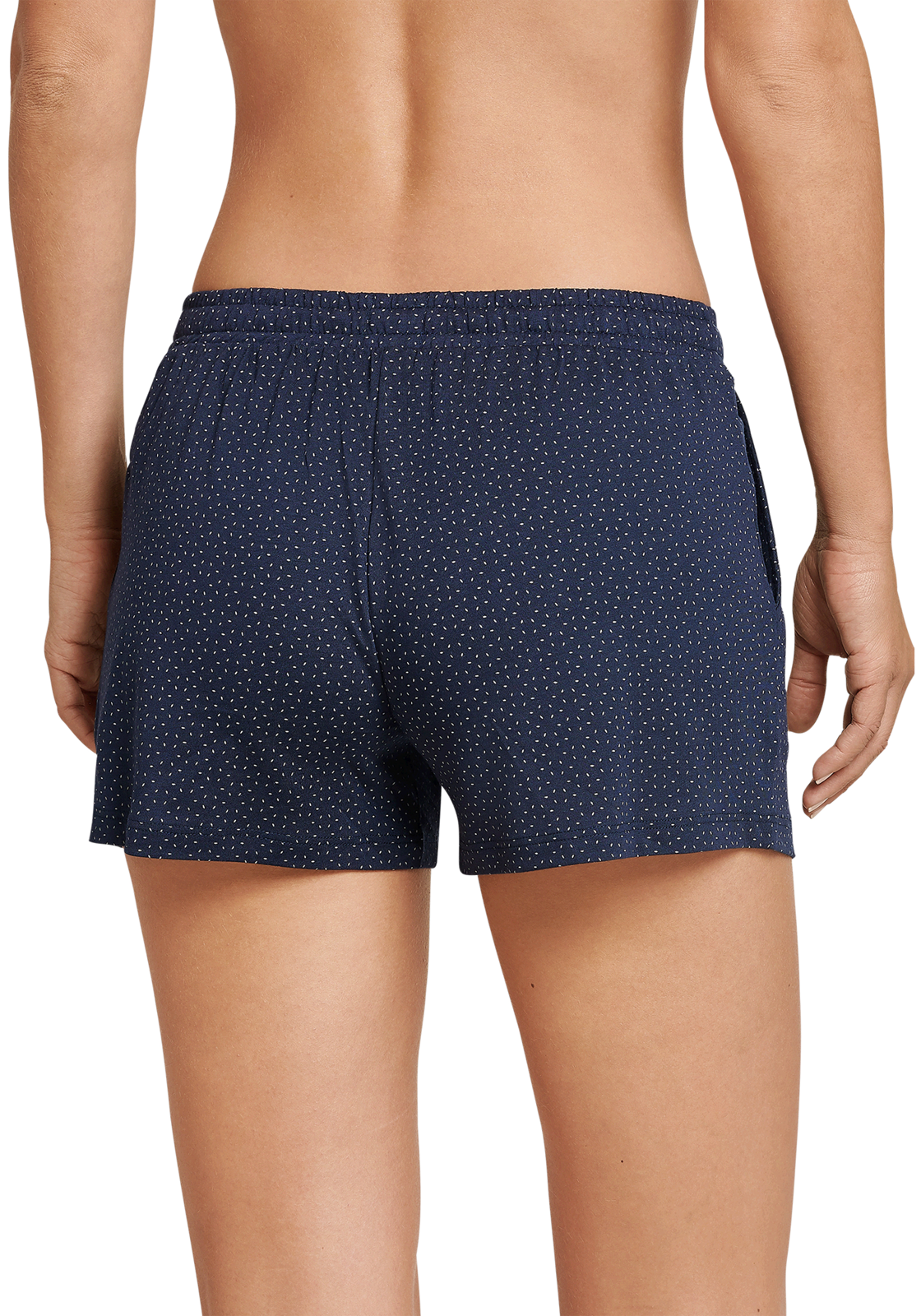 4-4007065189837-schiesser-dames-shorts_HR SCHIESSER dames Mix+Relax lounge broek, korte pijpen, dun, donkerblauw mini dessin