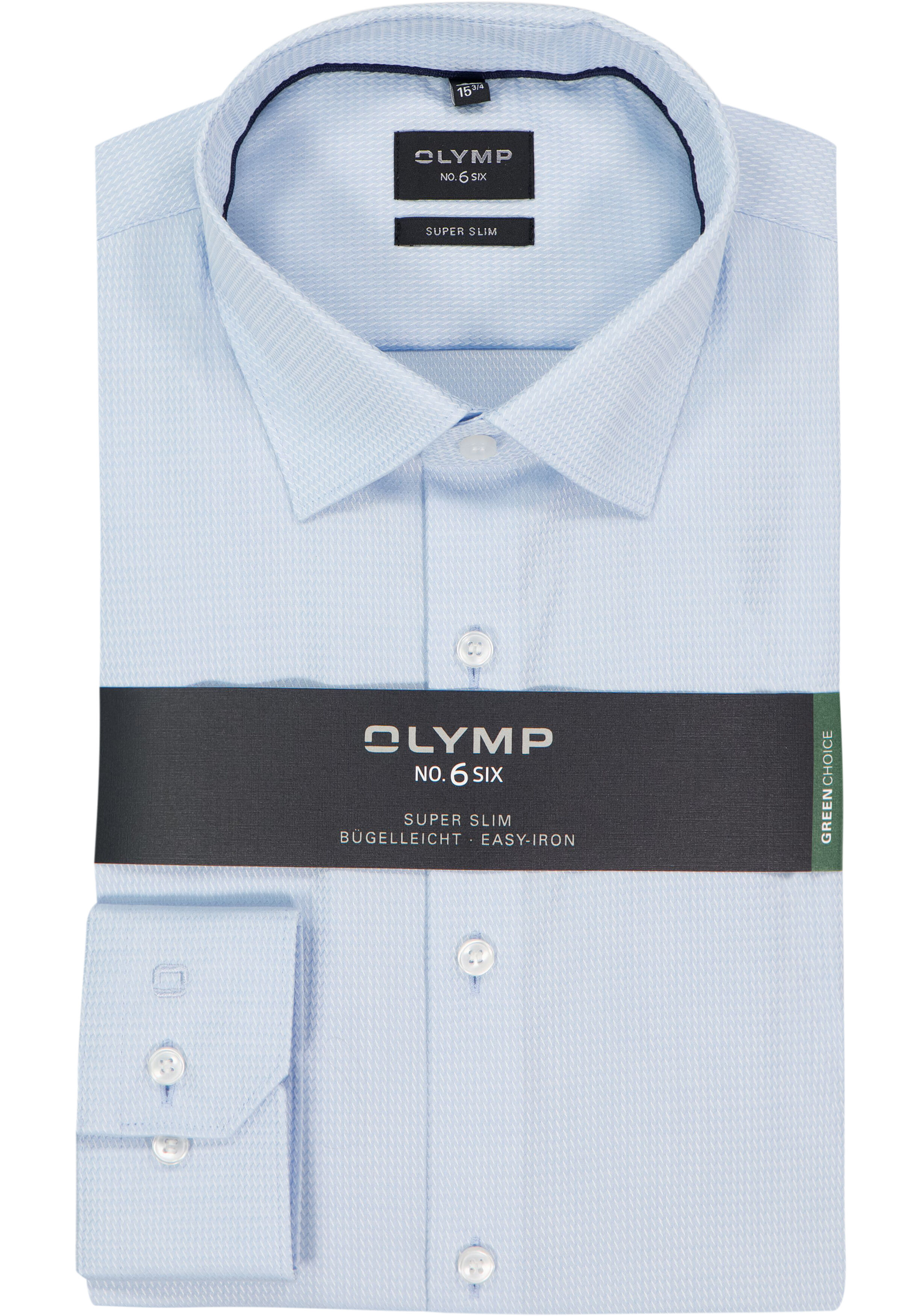 OLYMP No. 6 Six super slim fit overhemd, structuur, lichtblauw