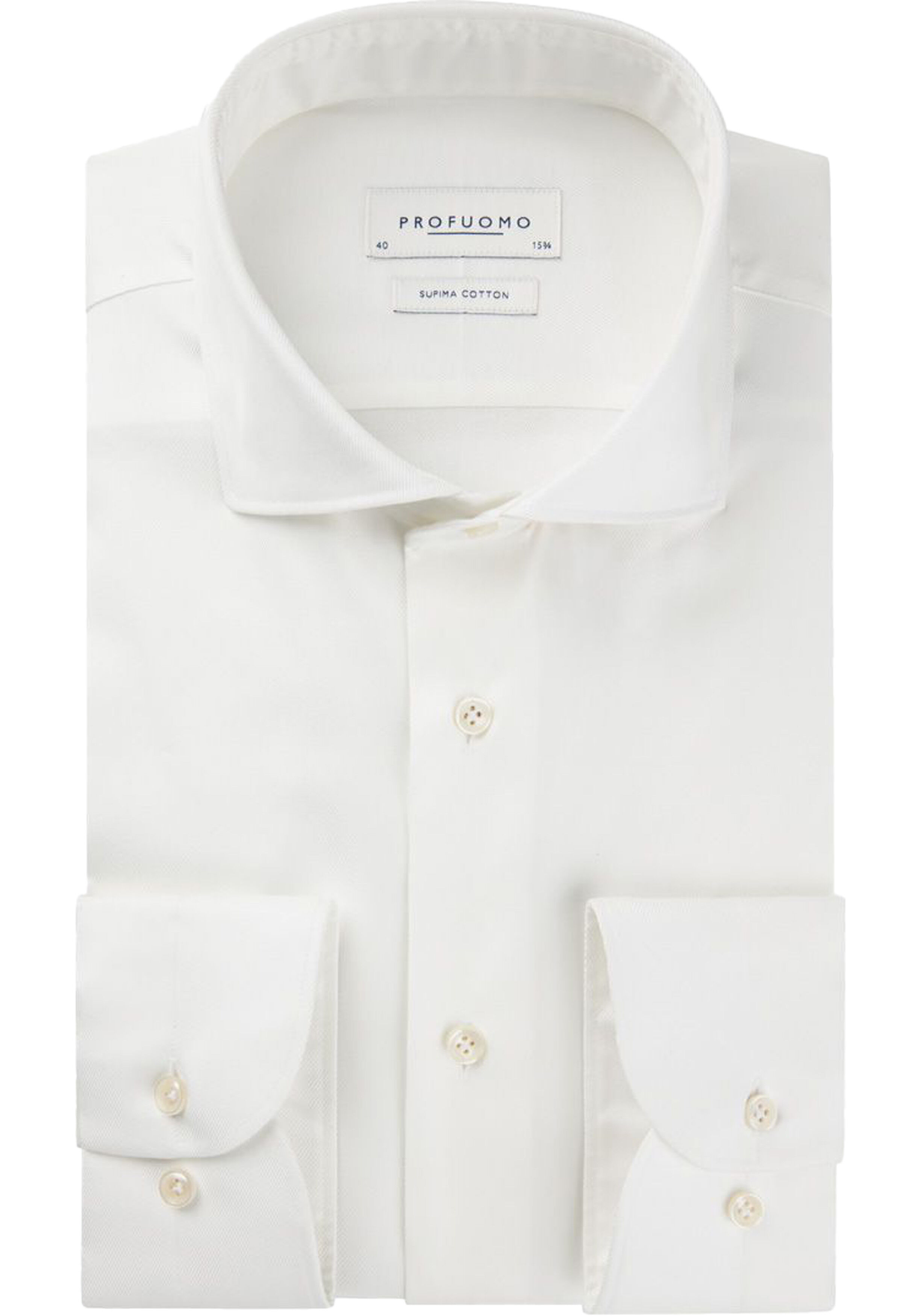 Profuomo slim fit heren overhemd, twill, offwhite