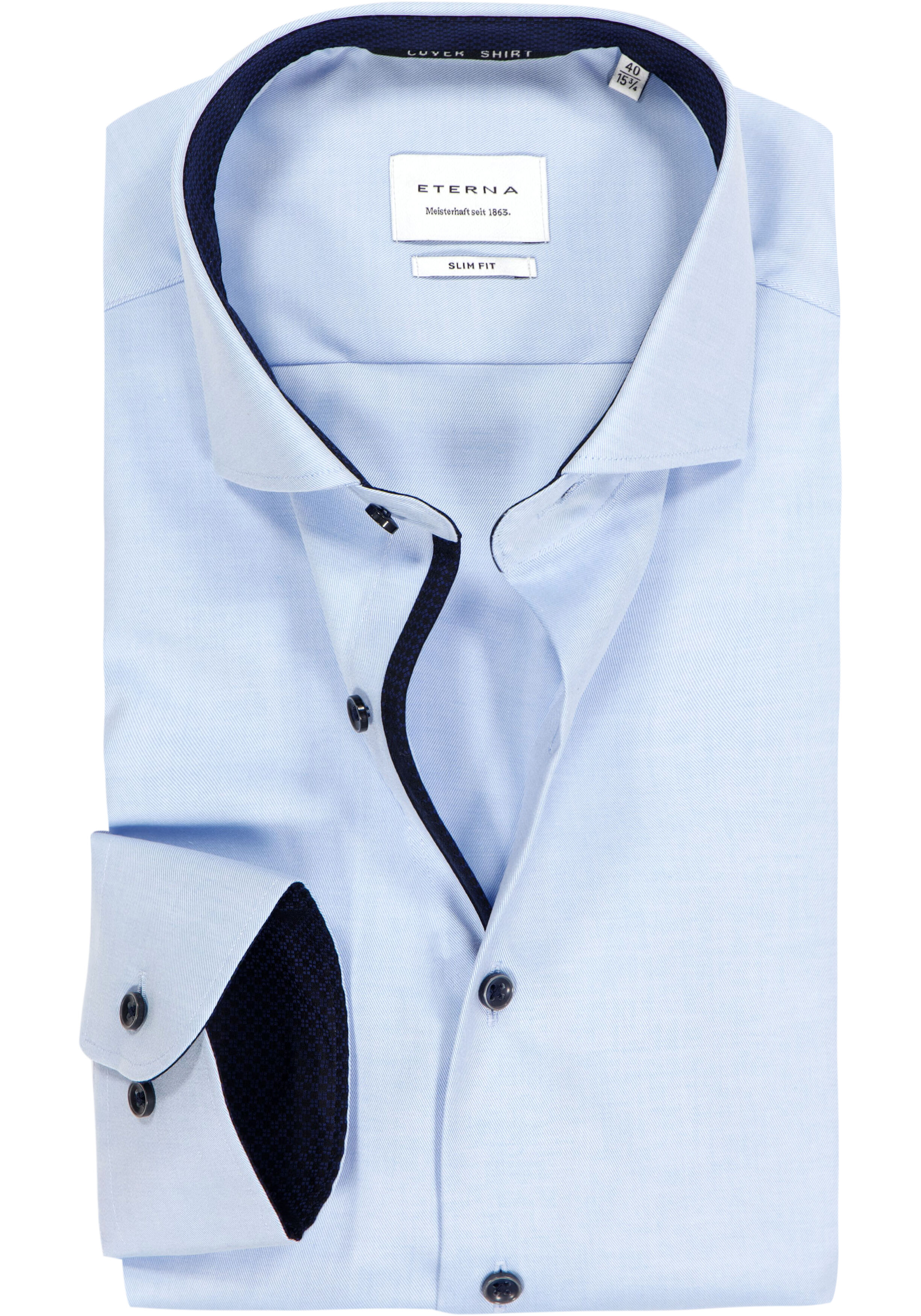 ETERNA slim fit overhemd, niet doorschijnend twill, lichtblauw (contrast)