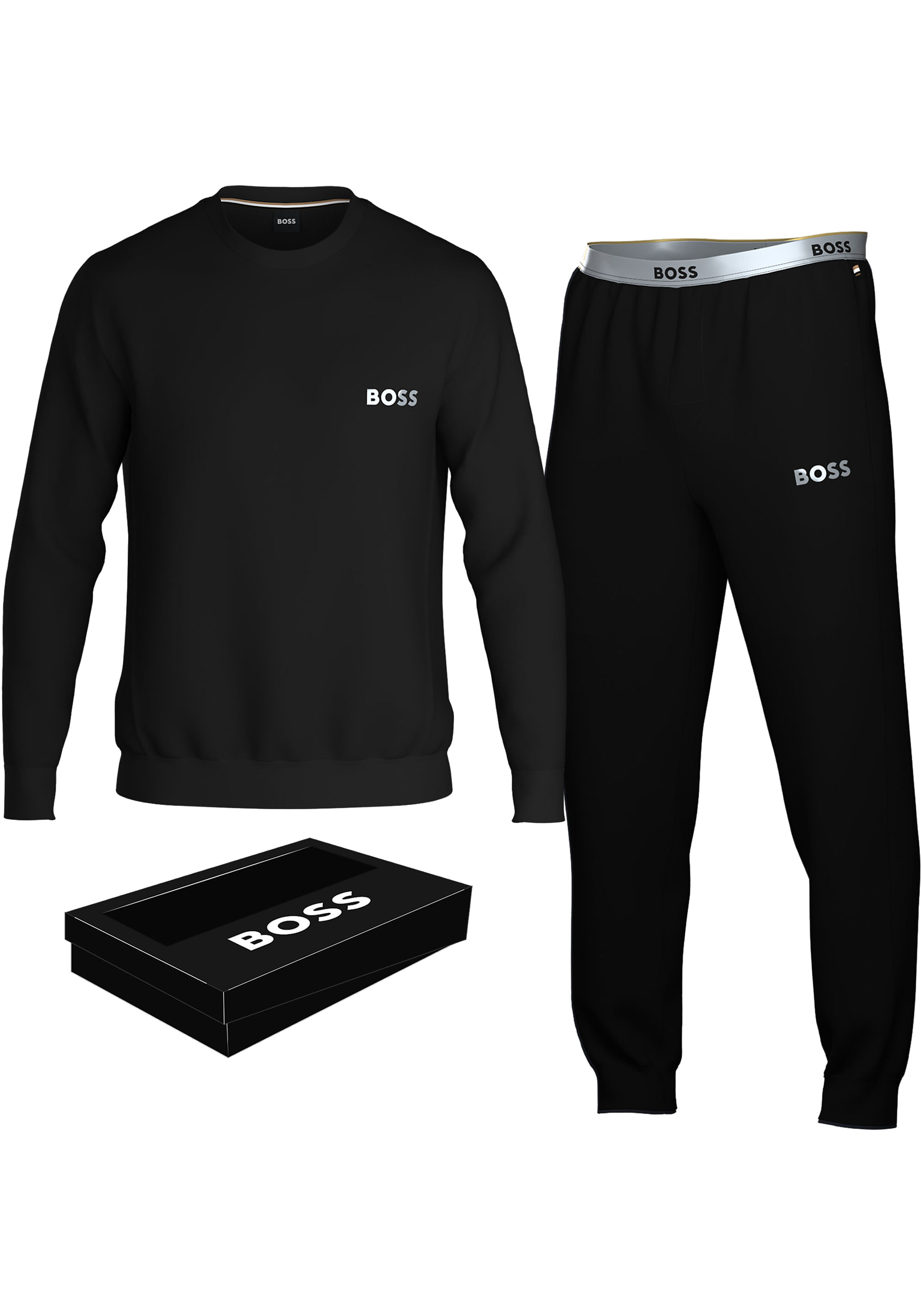BOSS Long Set, heren lounge set, zwart