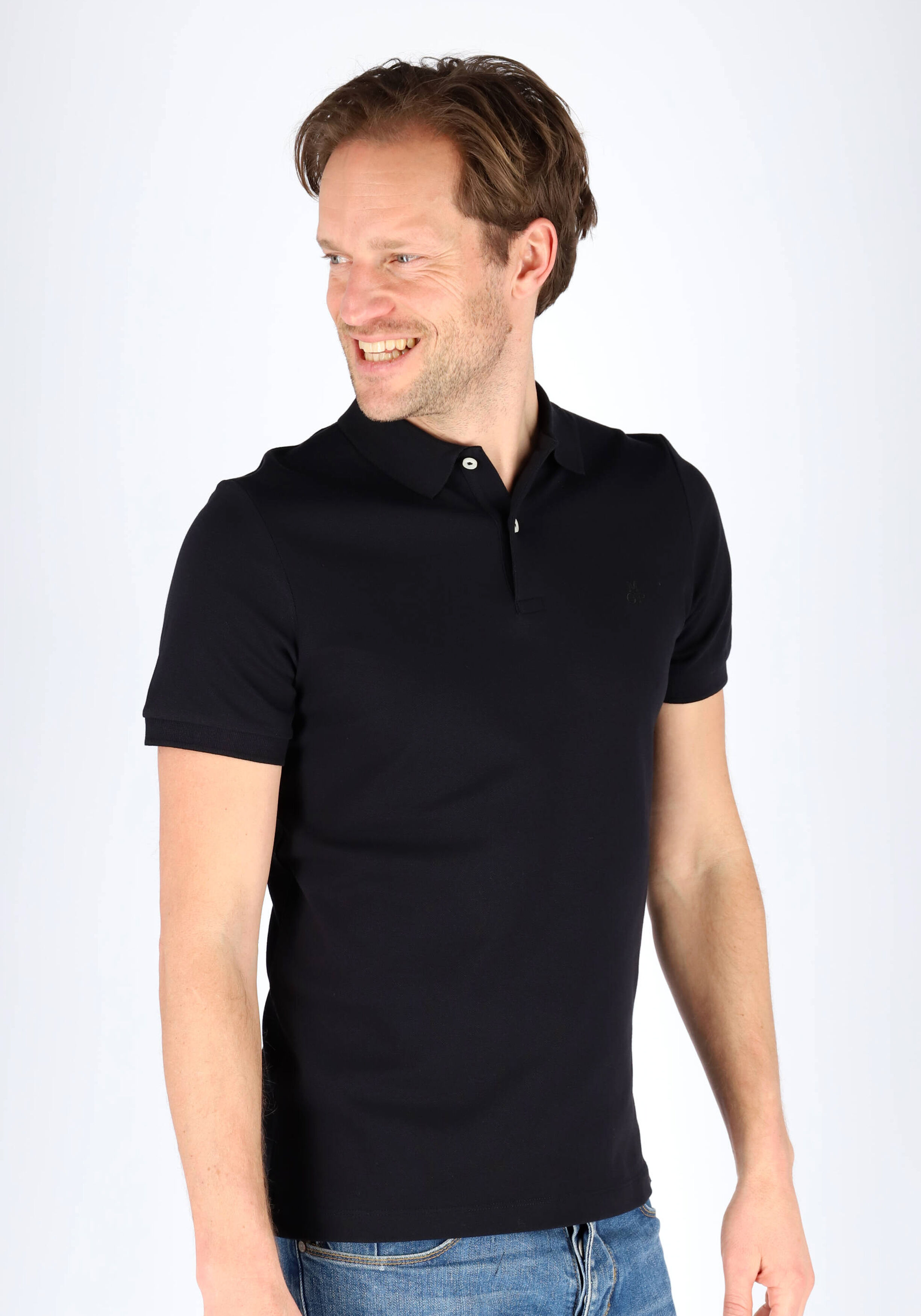 Marc O'Polo shaped fit polo, heren poloshirt, zwart