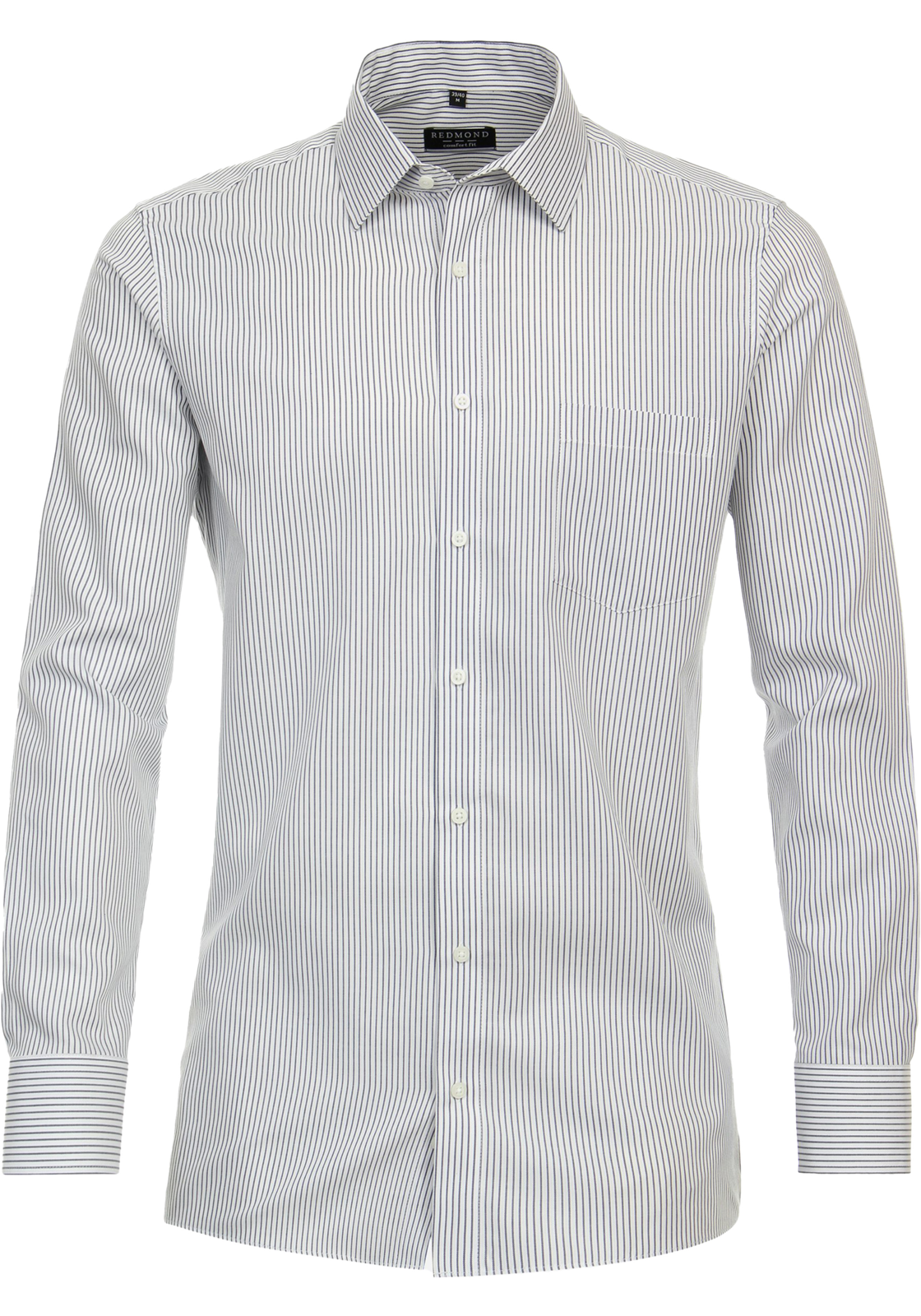 Redmond comfort fit overhemd, popeline, blauw gestreept Redmond comfort fit overhemd, popeline, blauw gestreept