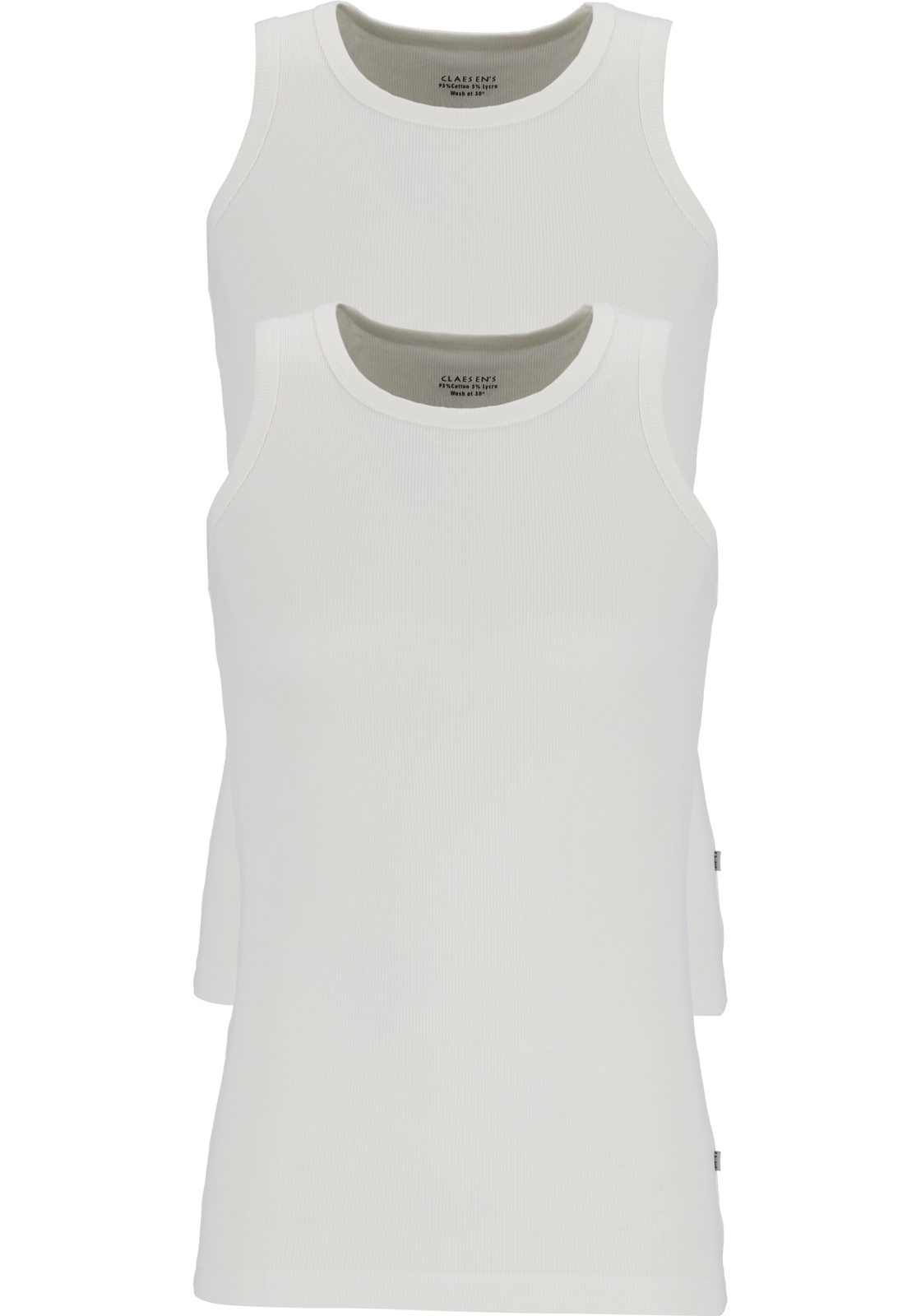 1-8717753366285-claesens-Claesens_CL1333_SI_2P_wit_2foto_HR Claesen's Basics singlets (2-pack), heren rib ondershirts, wit