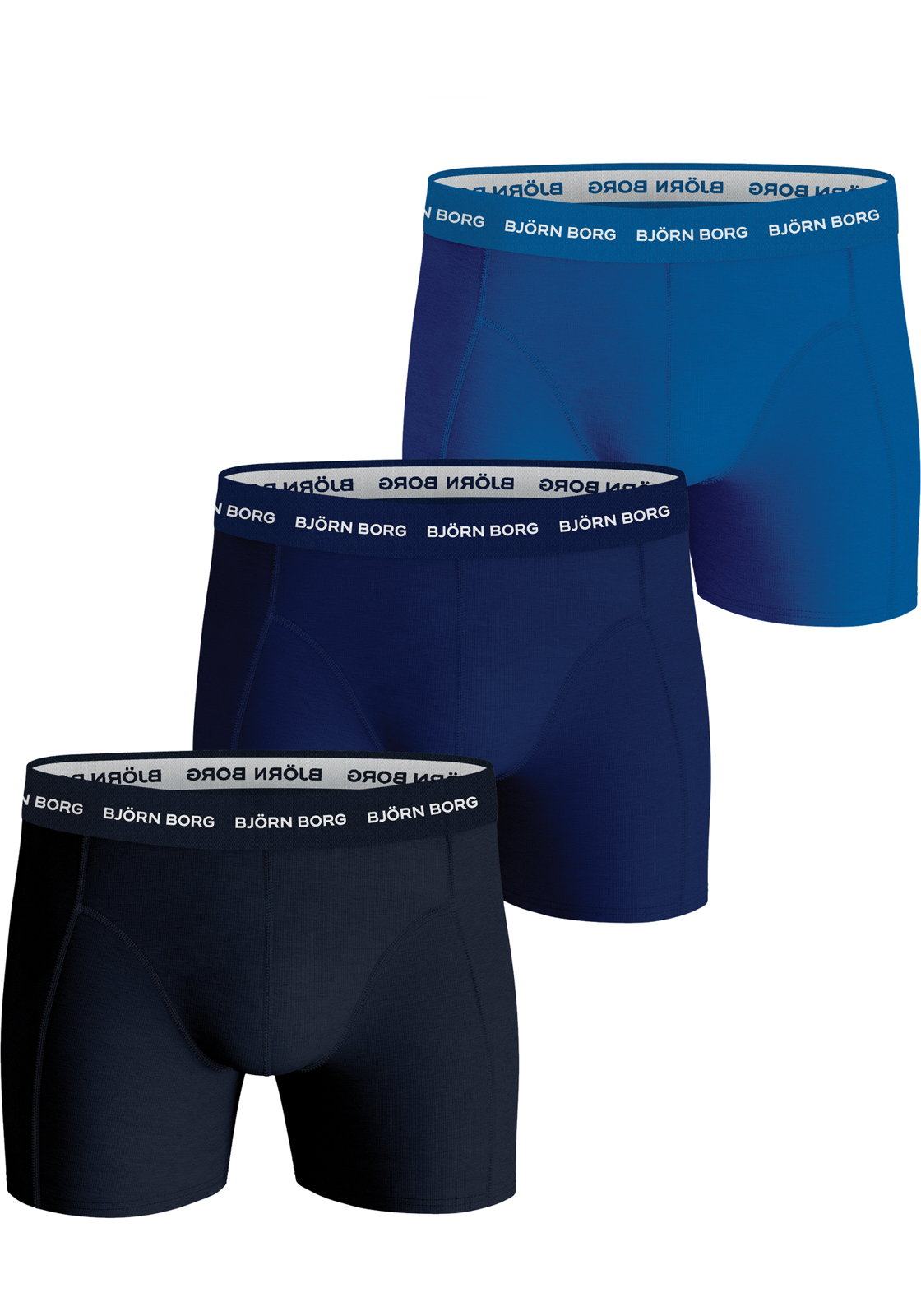 Bjorn Borg boxershorts Essential (3-pack), heren boxers normale lengte, drie tinten blauw Bjorn Borg boxershorts Essential (3-pack), heren boxers normale lengte, drie tinten blauw