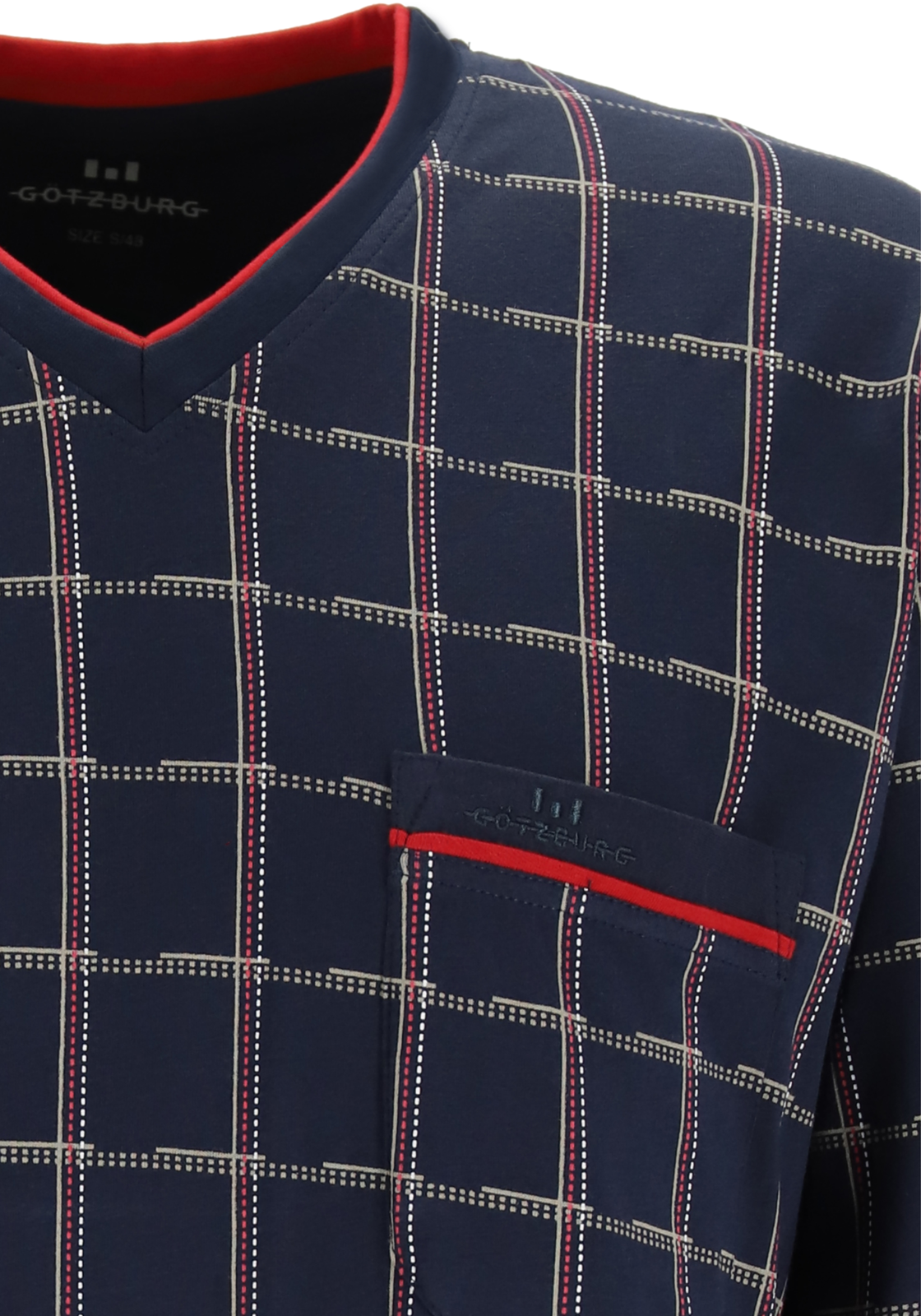 7-4046005674019-gotzburg-GOTZBURG_PJ_blauw_4511567013_detail_HR Gotzburg heren pyjama, blauw met rood en wit geruit