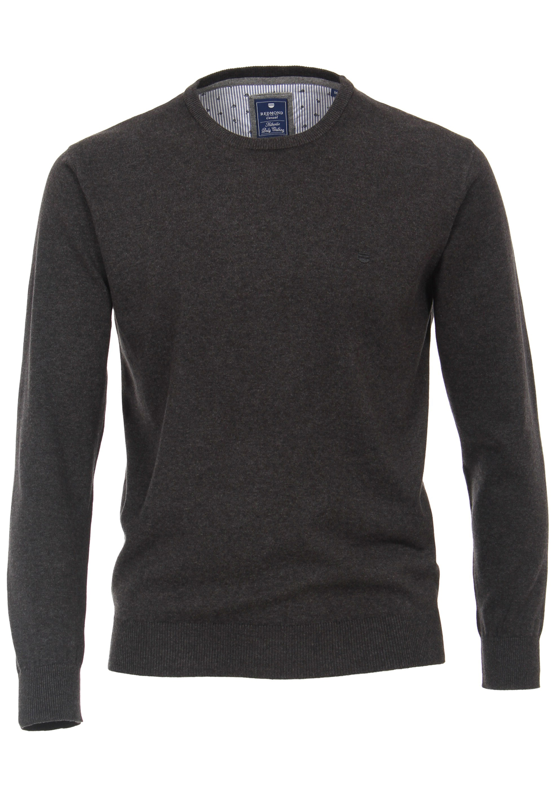 1-4061933133131-redmond-trui_HR Redmond heren trui katoen, O-hals, antraciet grijs melange