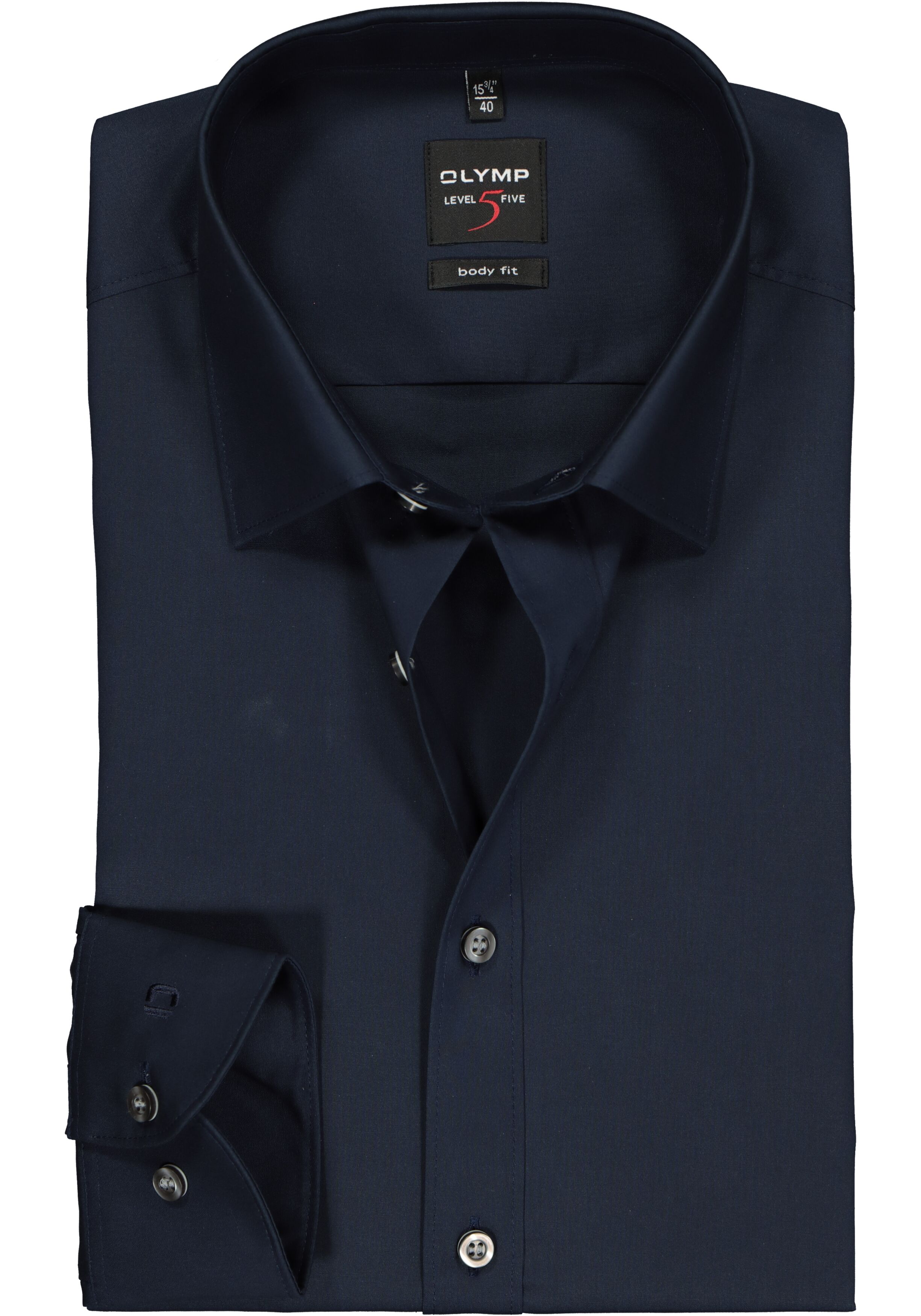 OLYMP Level 5 body fit overhemd, mouwlengte 7, nacht blauw