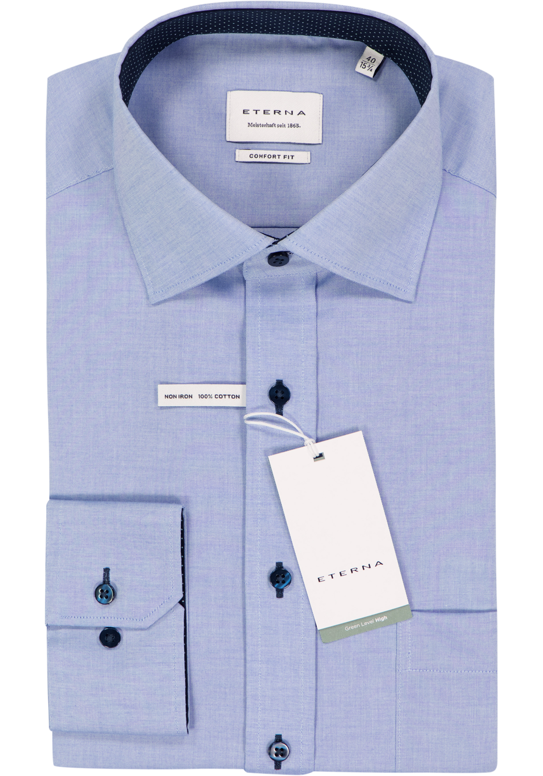 ETERNA comfort fit overhemd, fijn Oxford heren overhemd, lichtblauw (blauw gestipt contrast) ETERNA comfort fit overhemd, fijn Oxford heren overhemd, lichtblauw (blauw gestipt contrast)