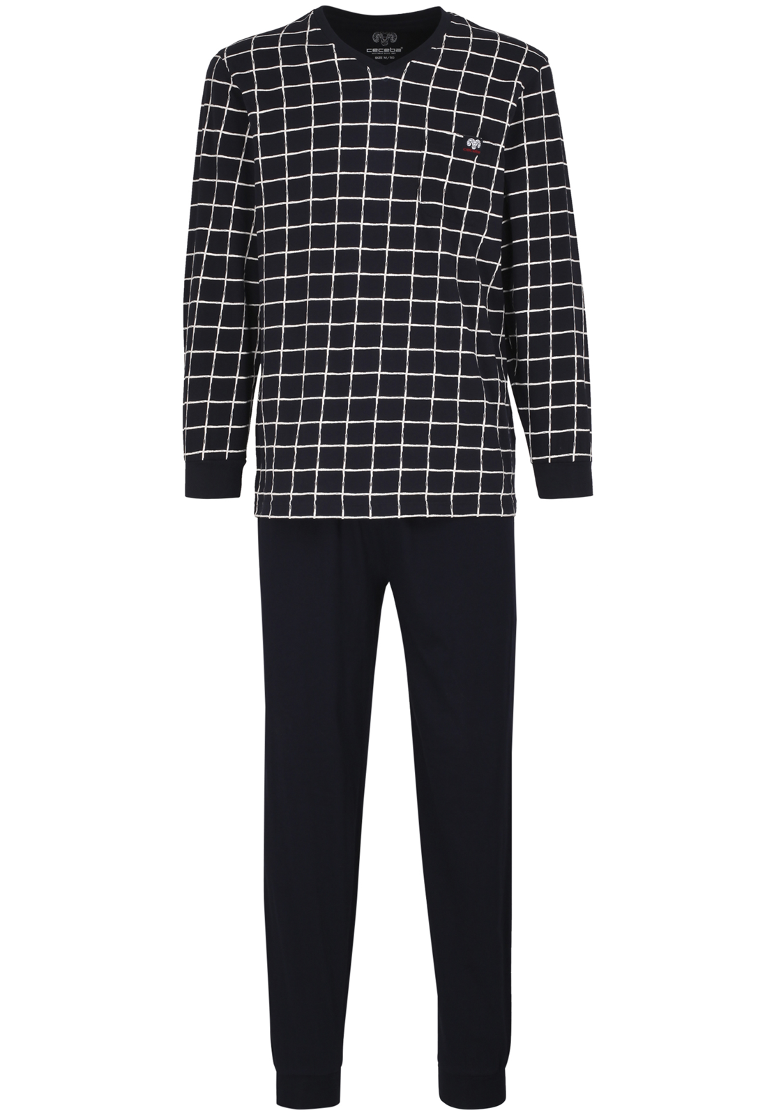 10-4059995154362-ceceba-heren-pyjama_HR Ceceba heren pyjama, donkerblauw met wit geruit