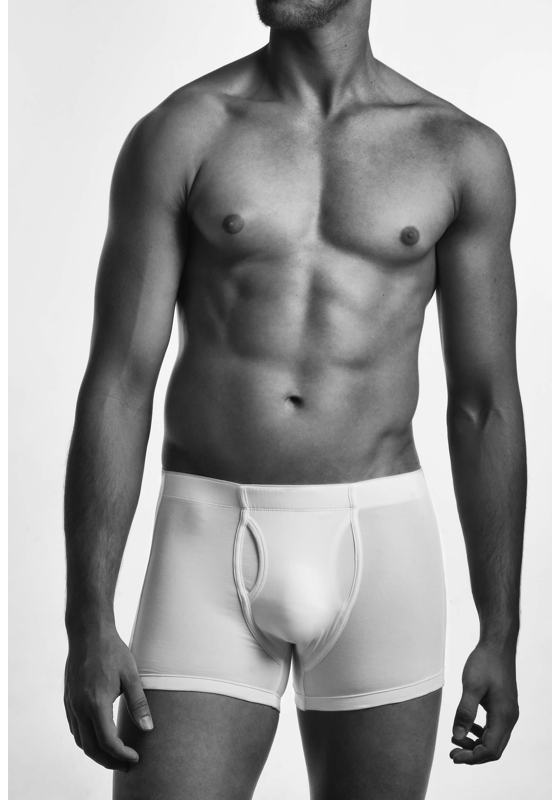 Claesen's Cls No.1 extra lange boxer met gulp (2-pack), heren pima  long boxer, wit Claesen's Cls No.1 extra lange boxer met gulp (2-pack), heren pima  long boxer, wit