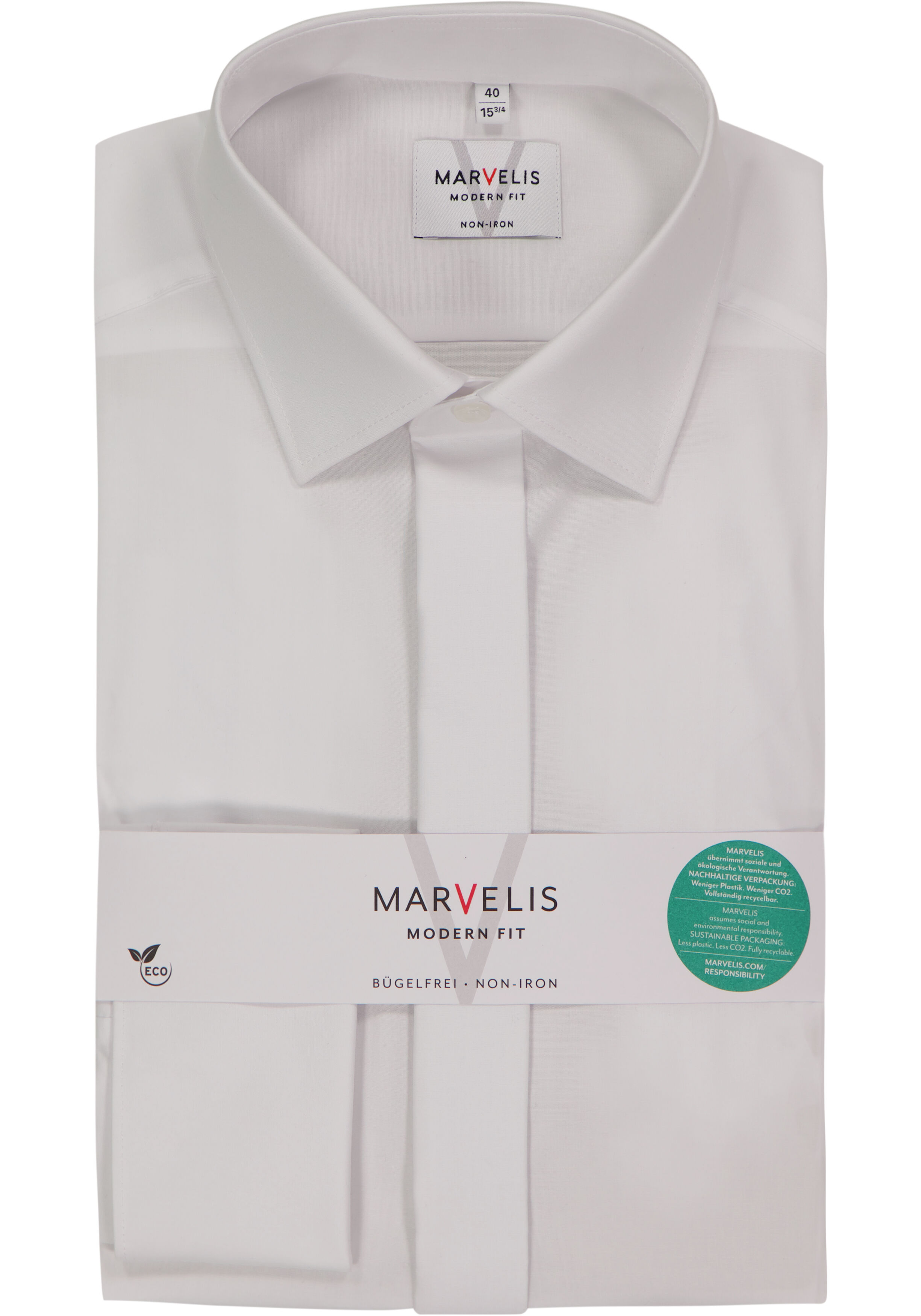MARVELIS modern fit smoking overhemd, popeline, wit