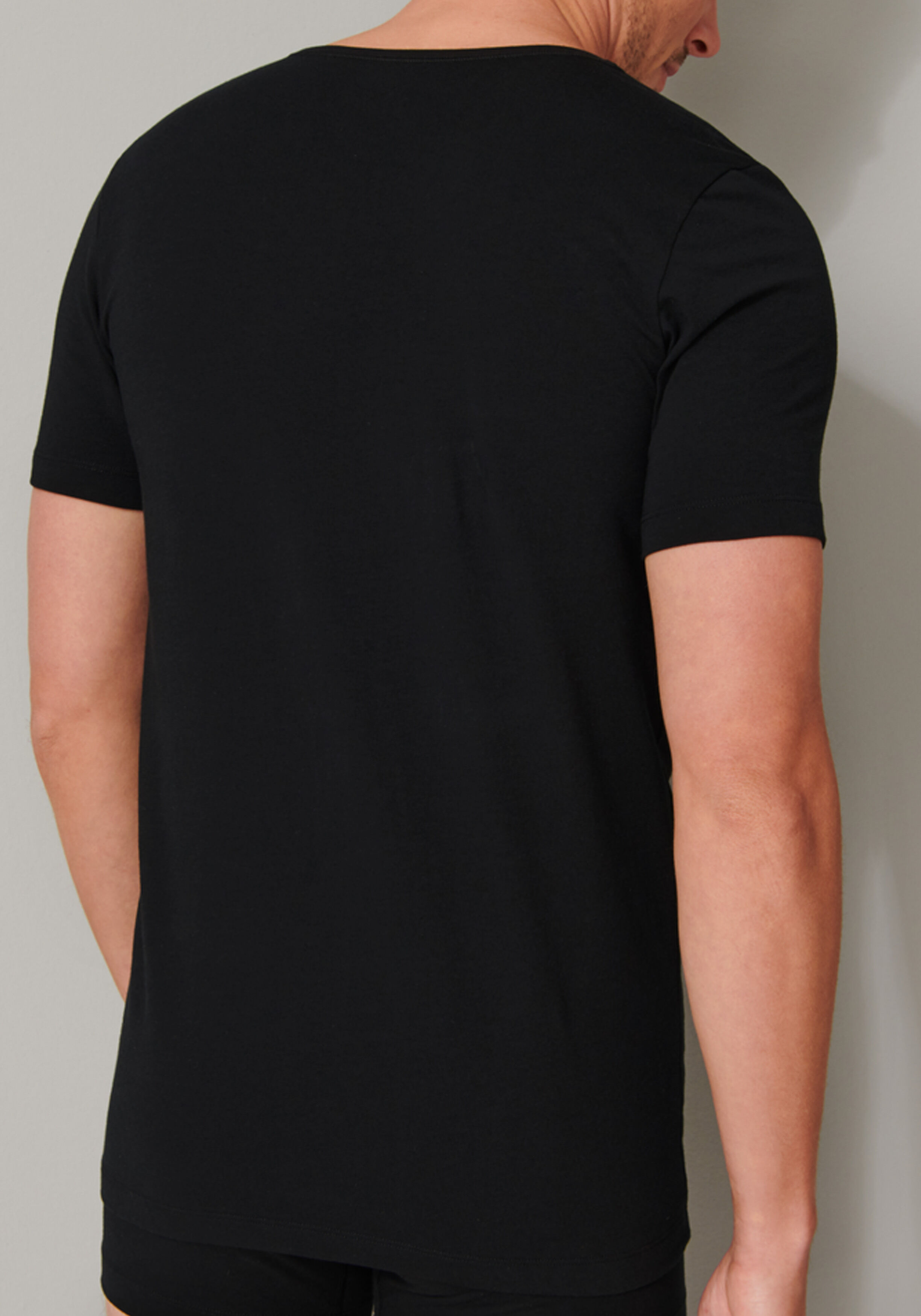 SCHIESSER 95/5 T-shirts (2-pack), V-hals, zwart