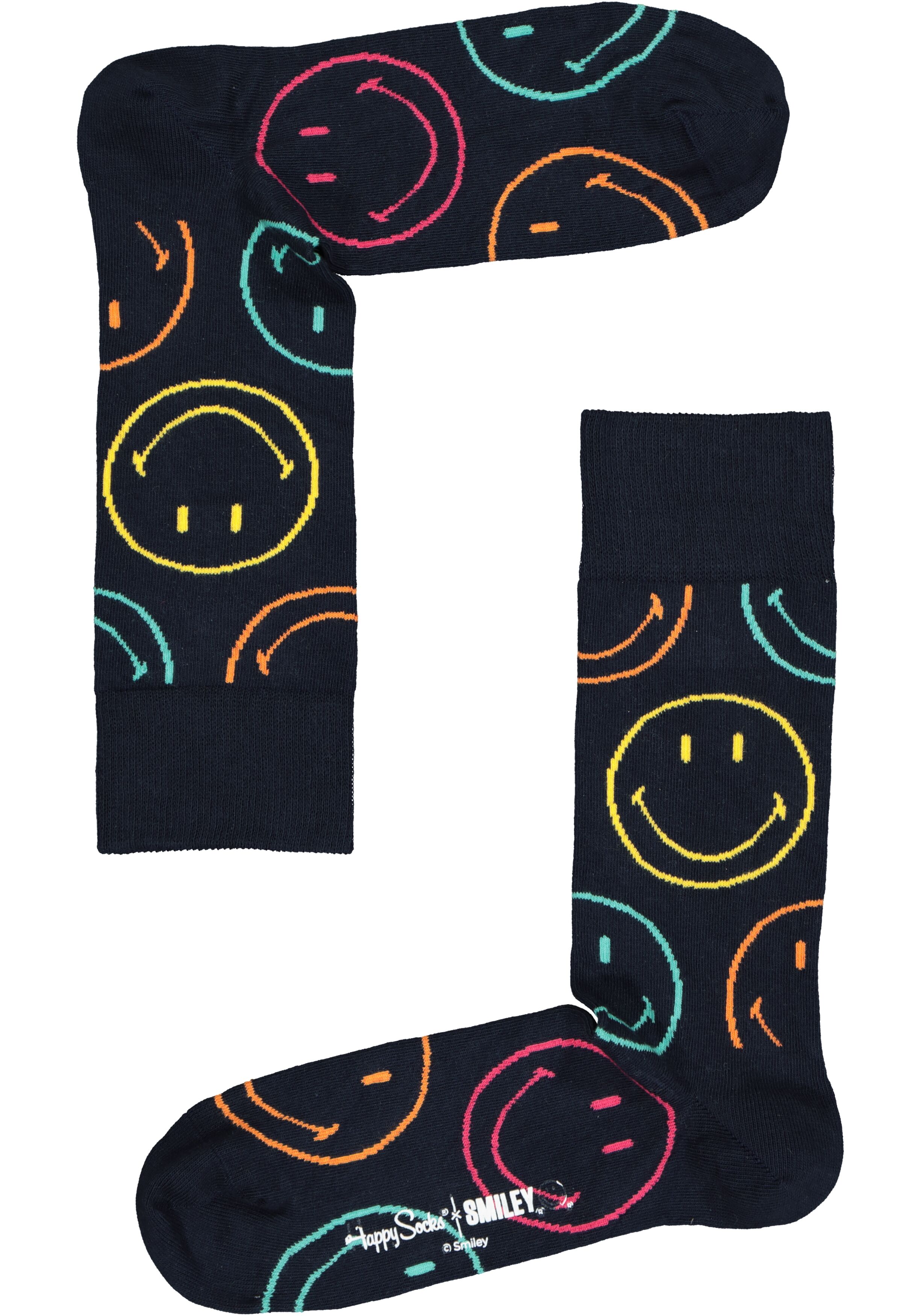 Happy Socks Jumbo Smiley Dot Sock, lachend blauw