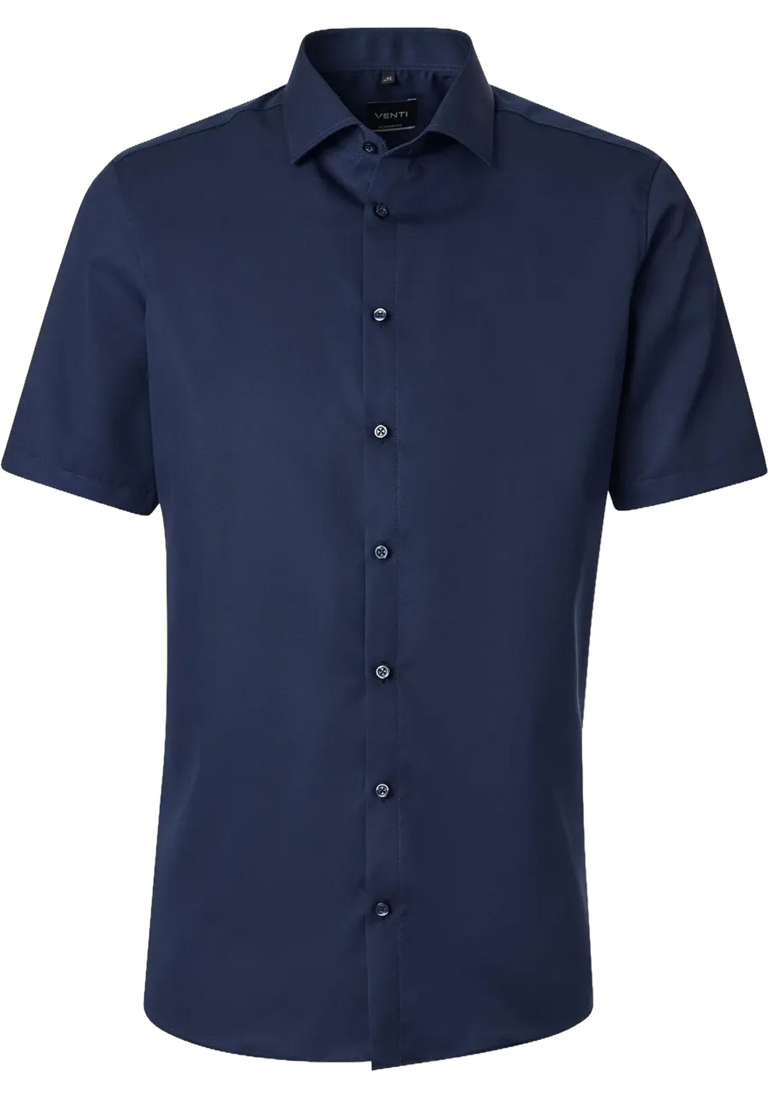 VENTI modern fit overhemd, korte mouw, twill, donkerblauw