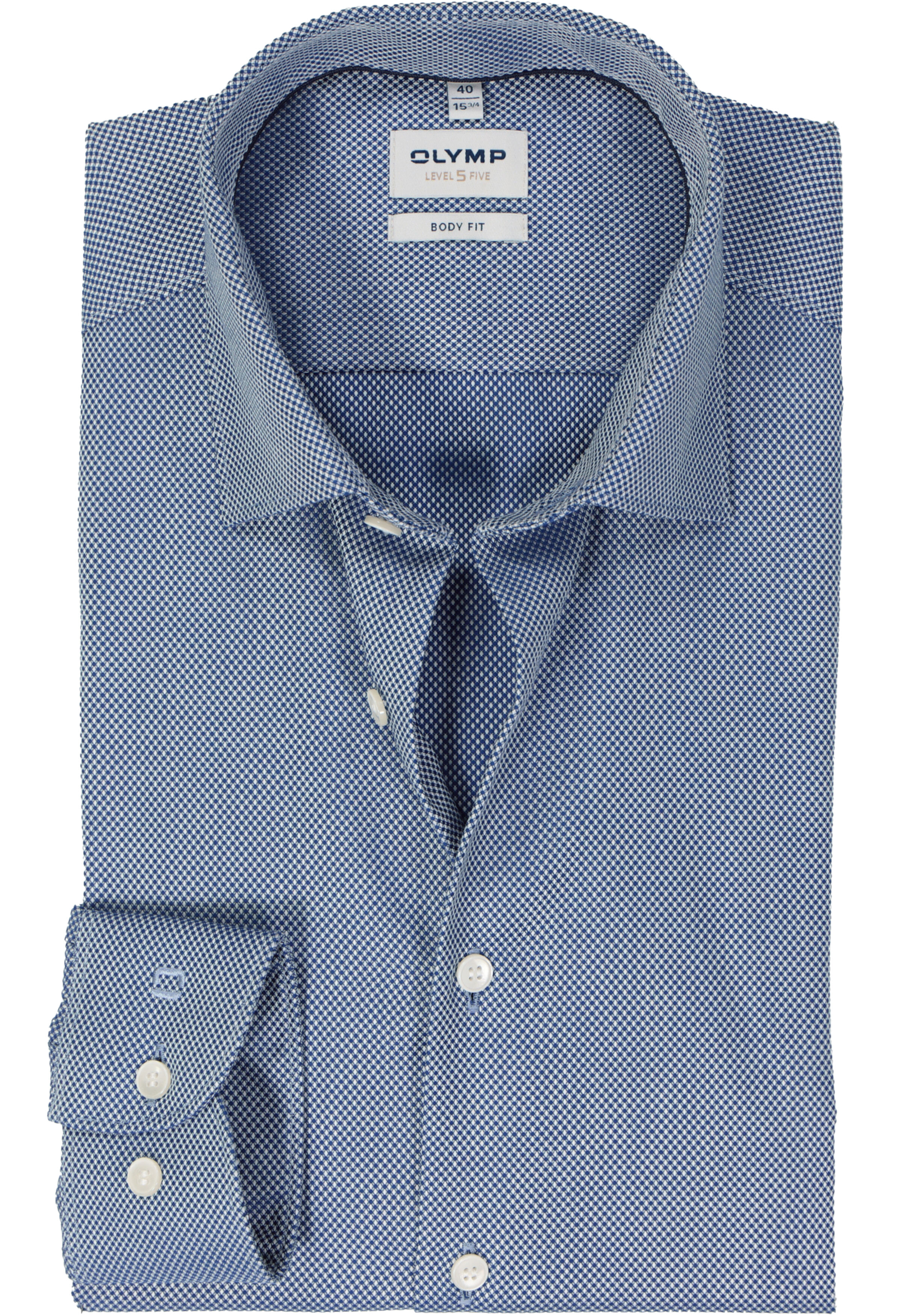 OLYMP Level 5 body fit overhemd, structuur, royal blauw