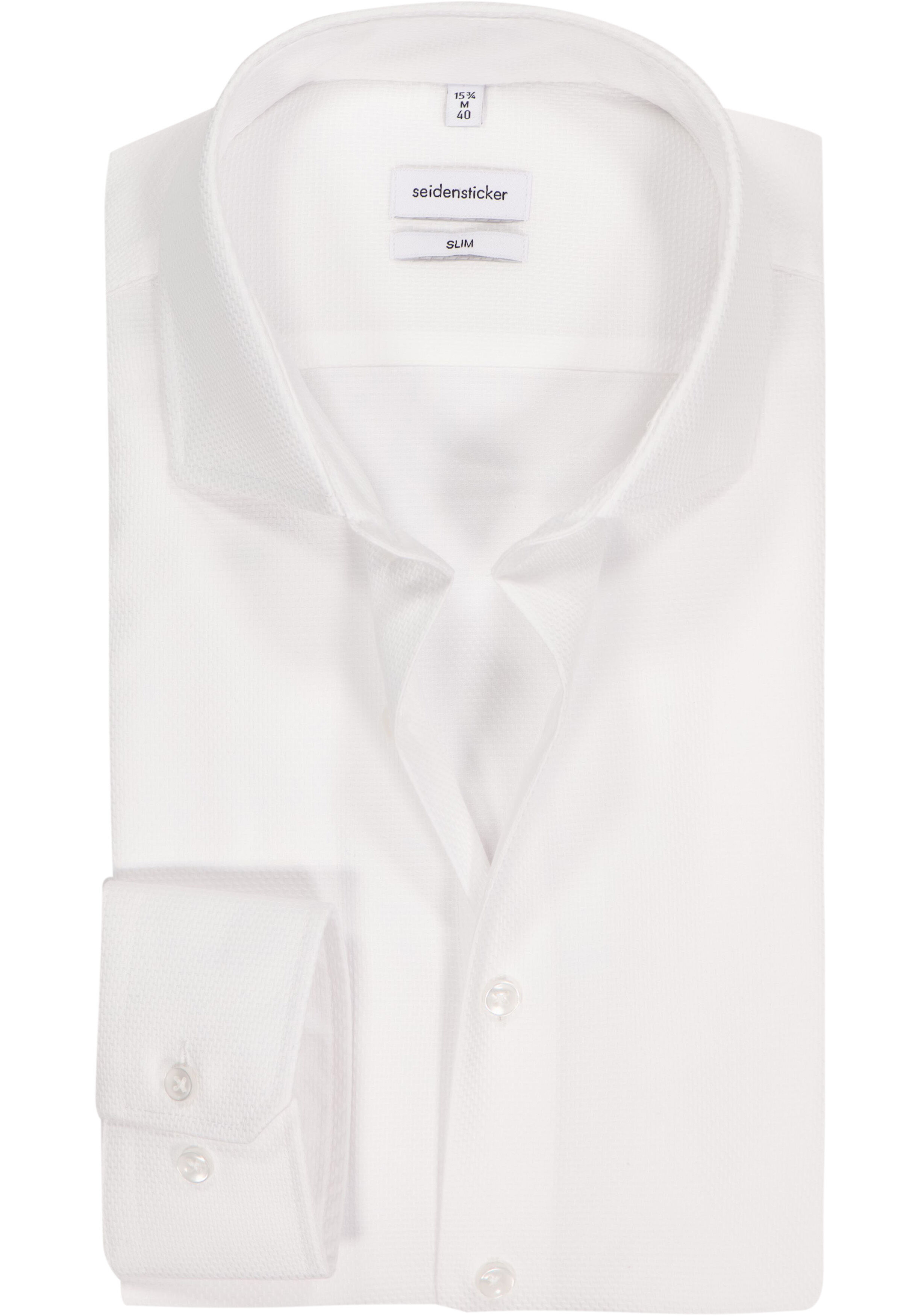 Seidensticker slim fit overhemd, structuur, wit