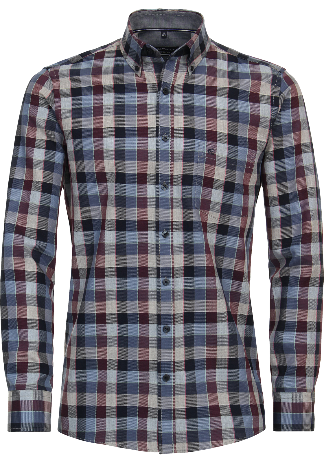 1-4064813791001-casa_moda-overhemd_HR CASA MODA Sport casual fit overhemd, dobby, rood geruit