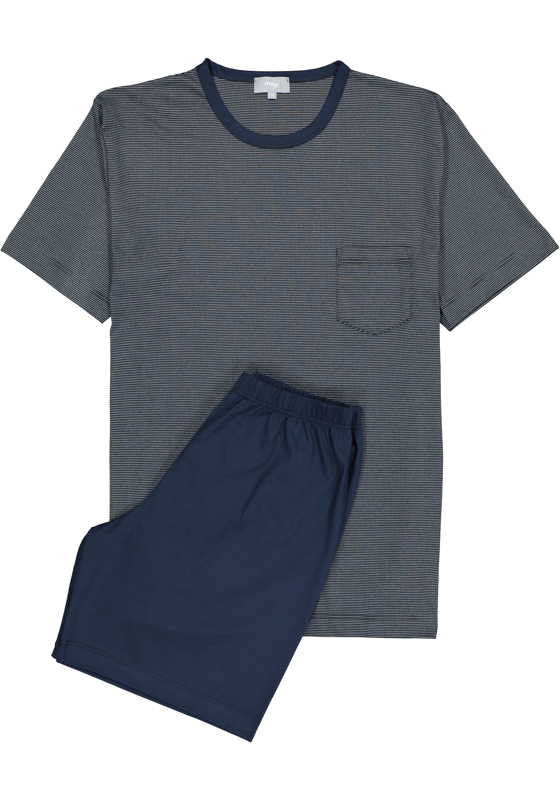 Mey heren shortama Bennison, blauw heel fijn gestreept Mey heren shortama Bennison, blauw heel fijn gestreept