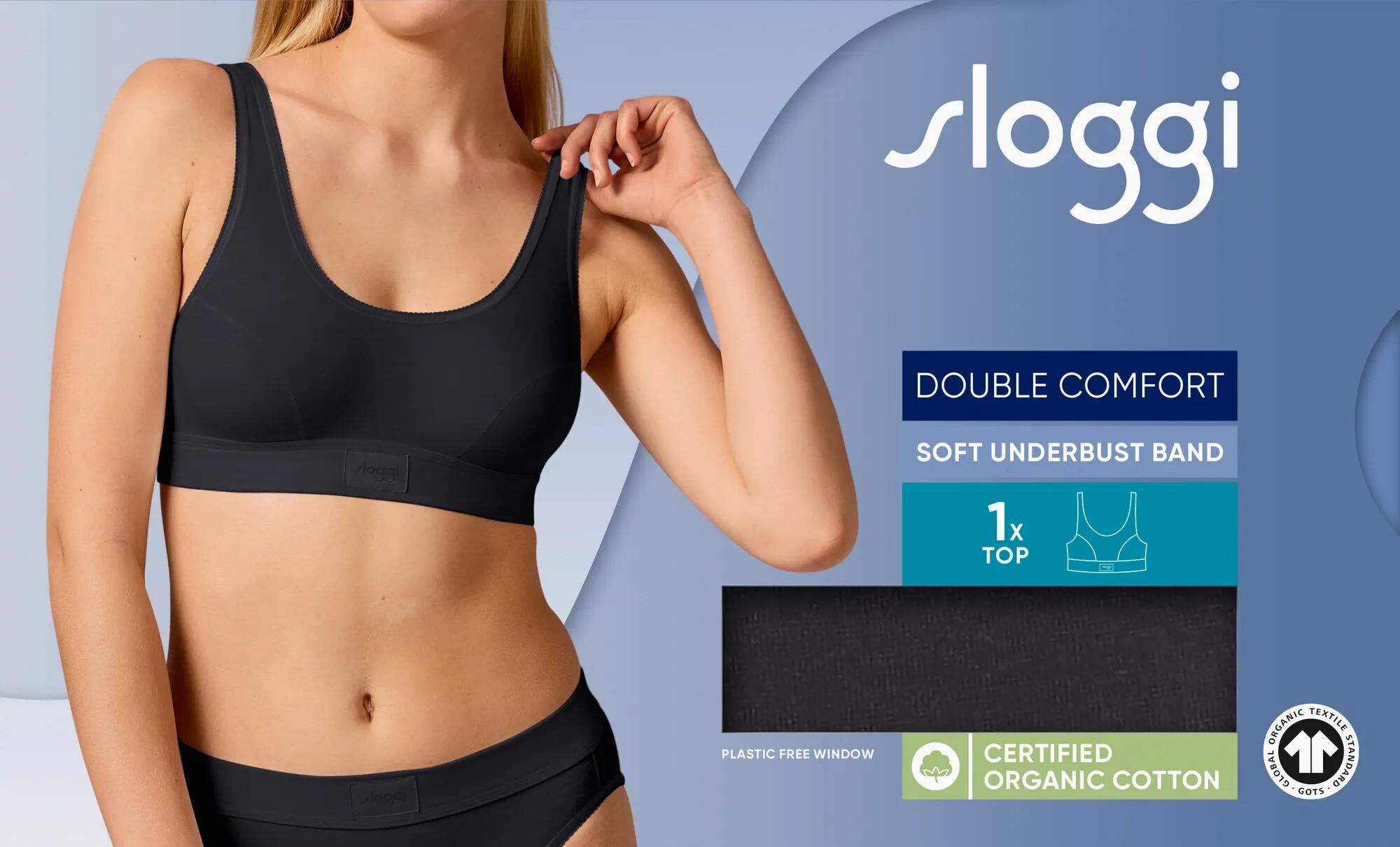 Sloggi Women Double Comfort T Top, bralette, zwart