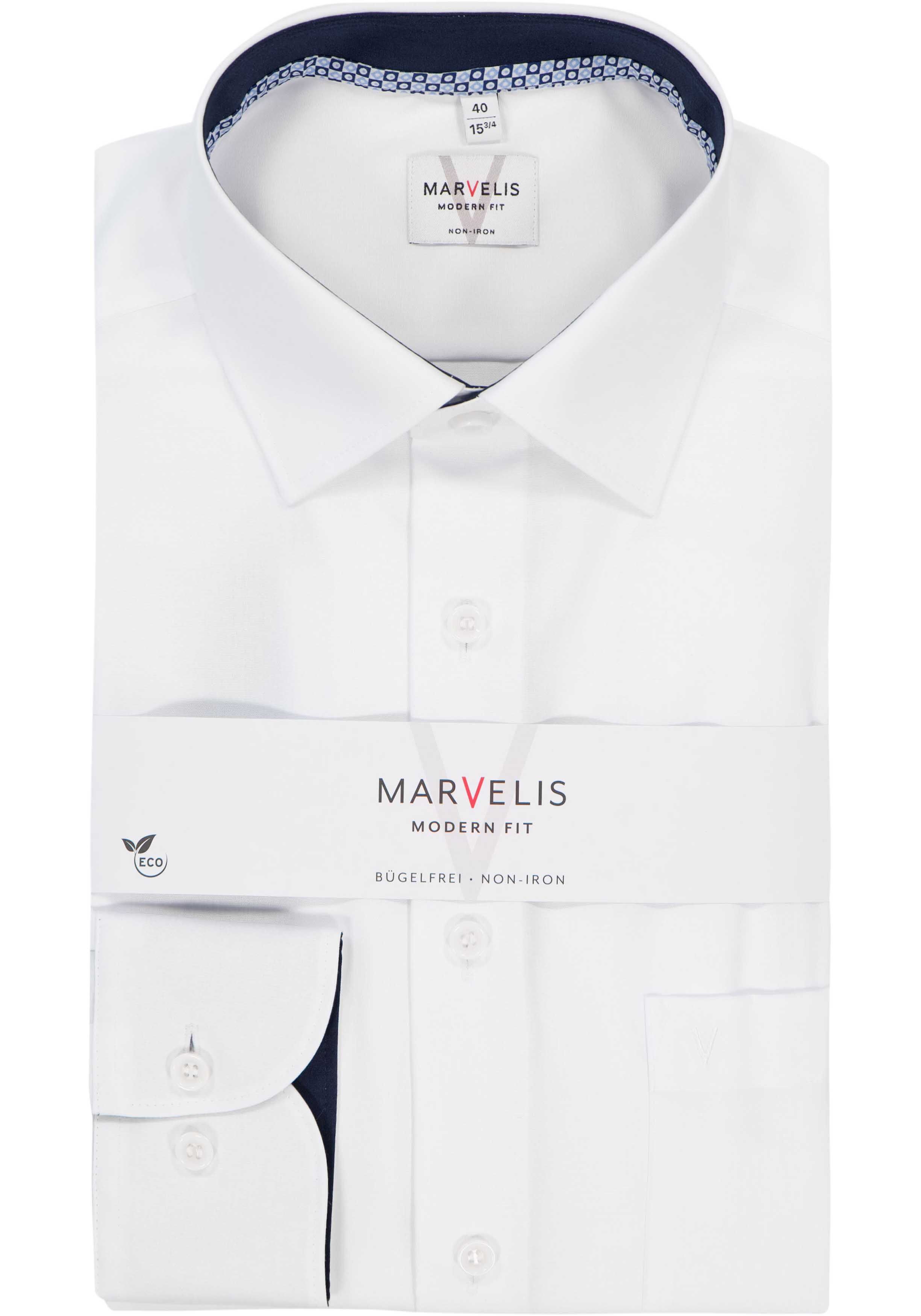 MARVELIS modern fit overhemd, popeline, wit