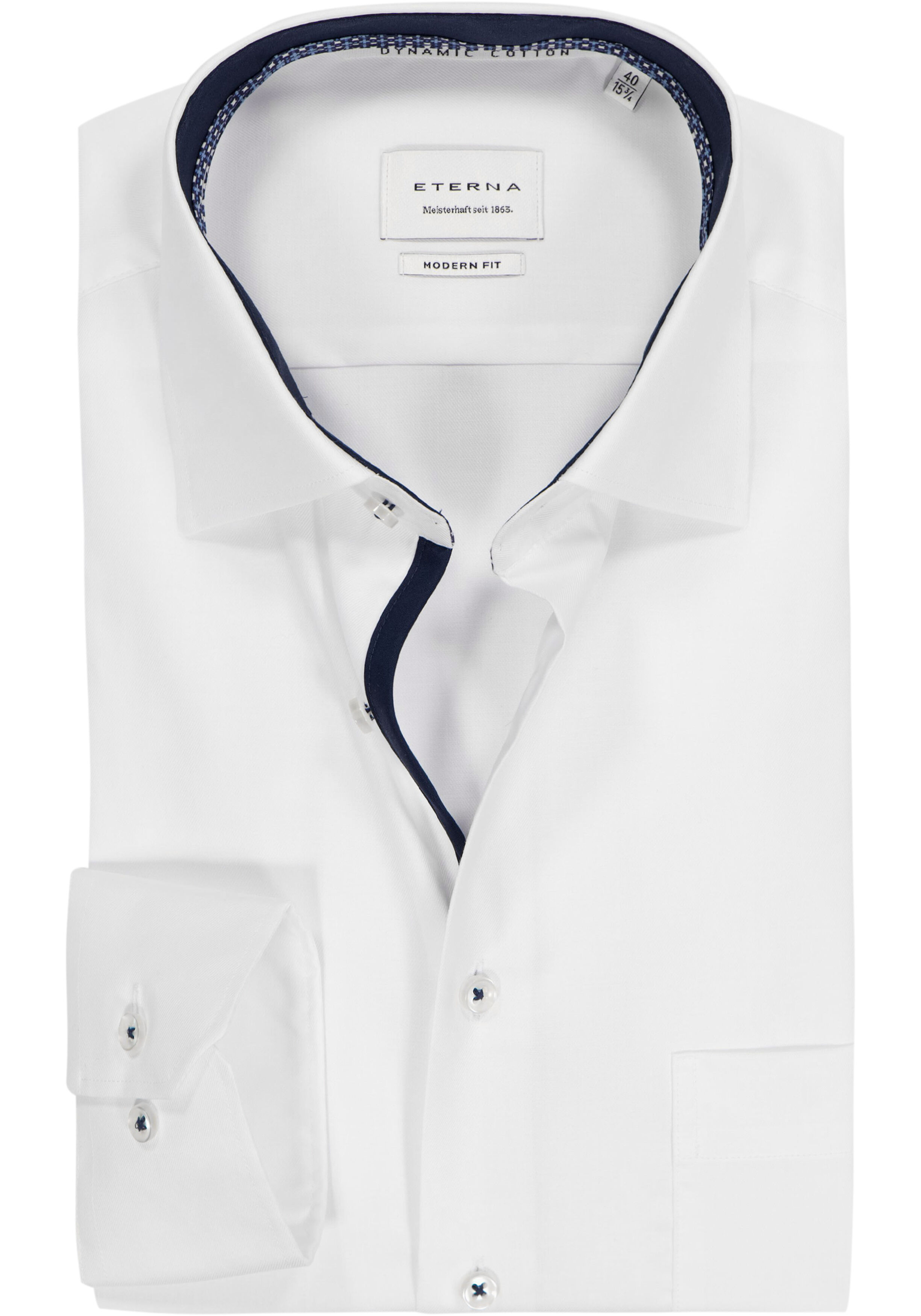 ETERNA modern fit overhemd, twill, wit