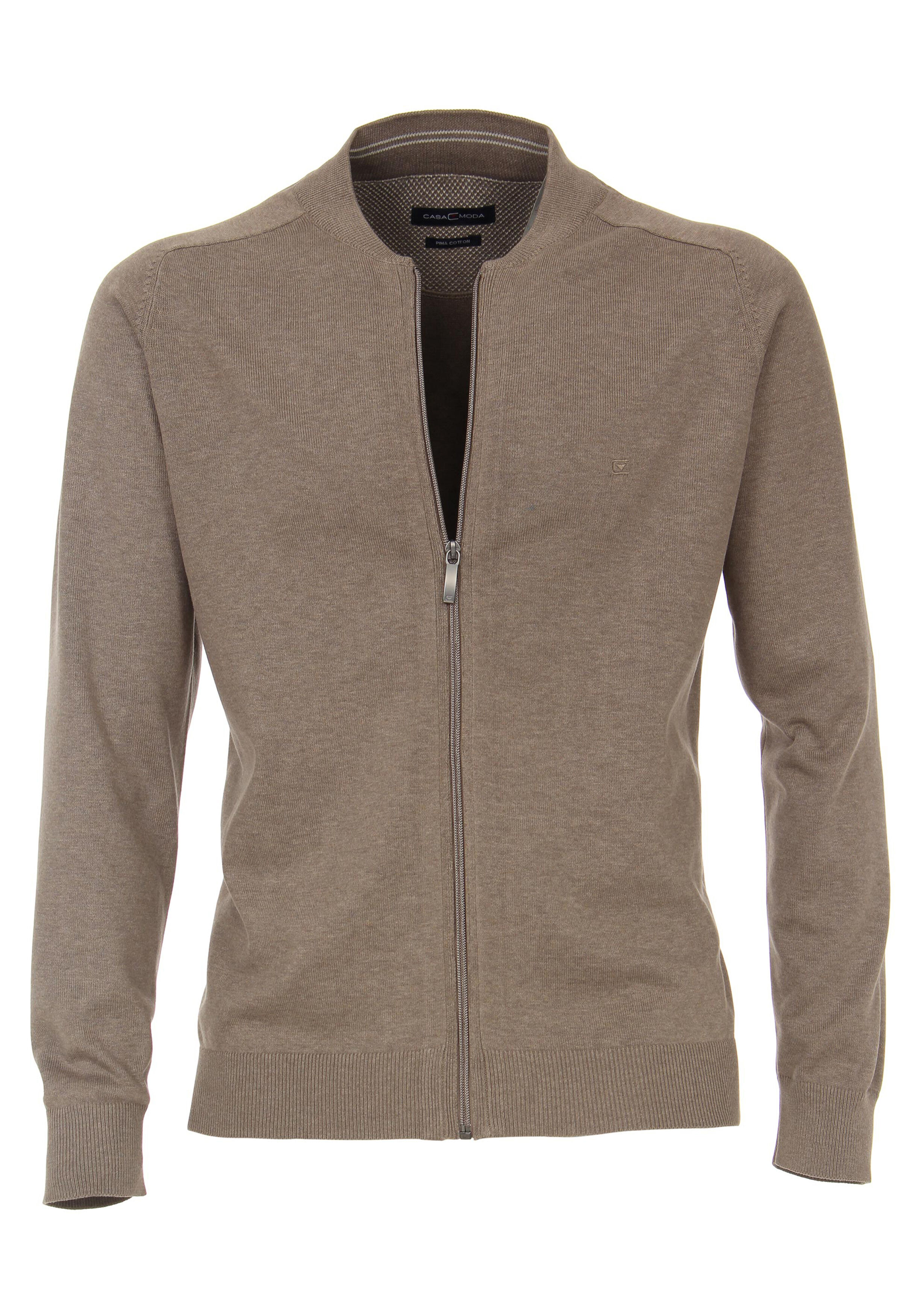 CASA MODA heren vest katoen, met rits, kaki